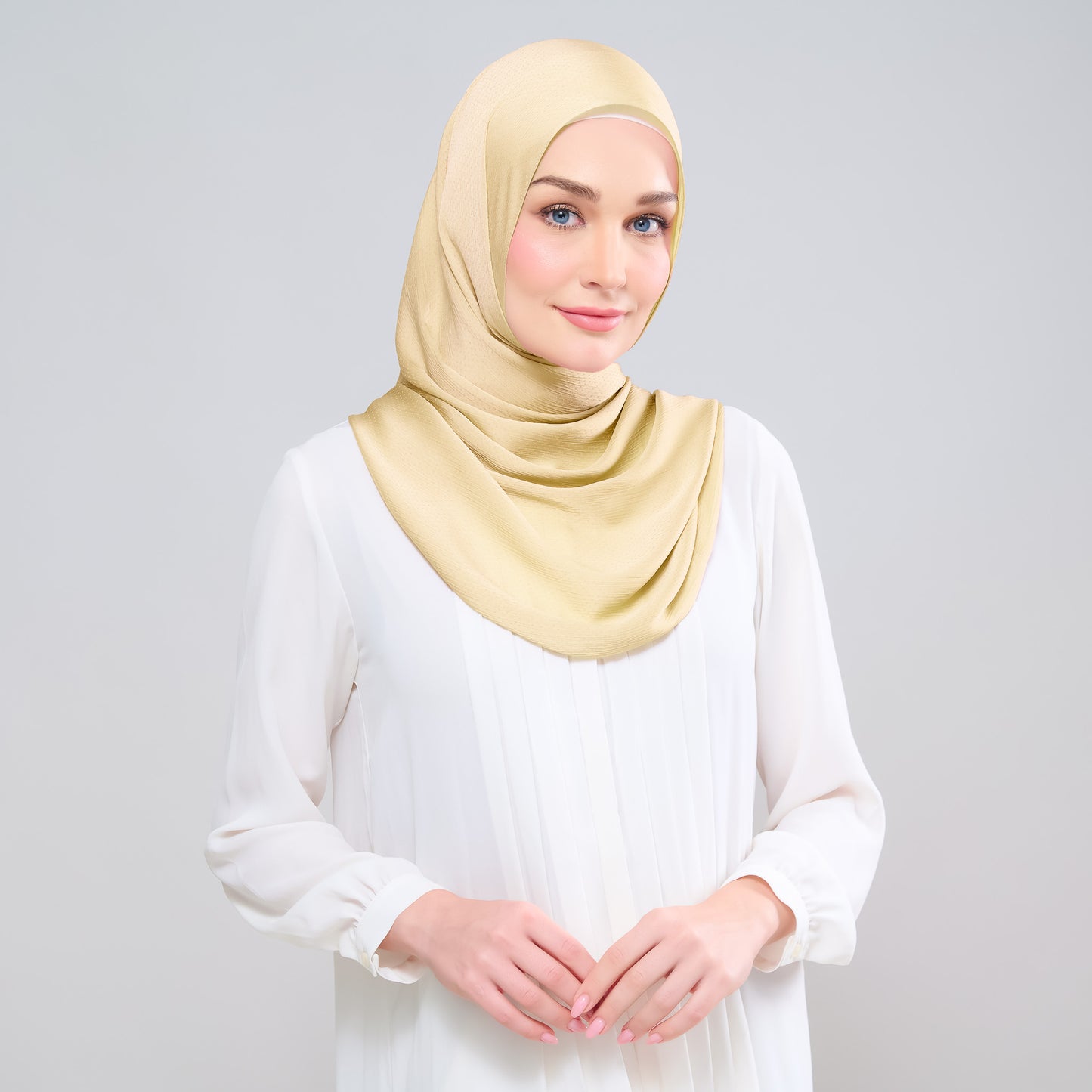 Scarlet Silk Shawl in Warm Custard