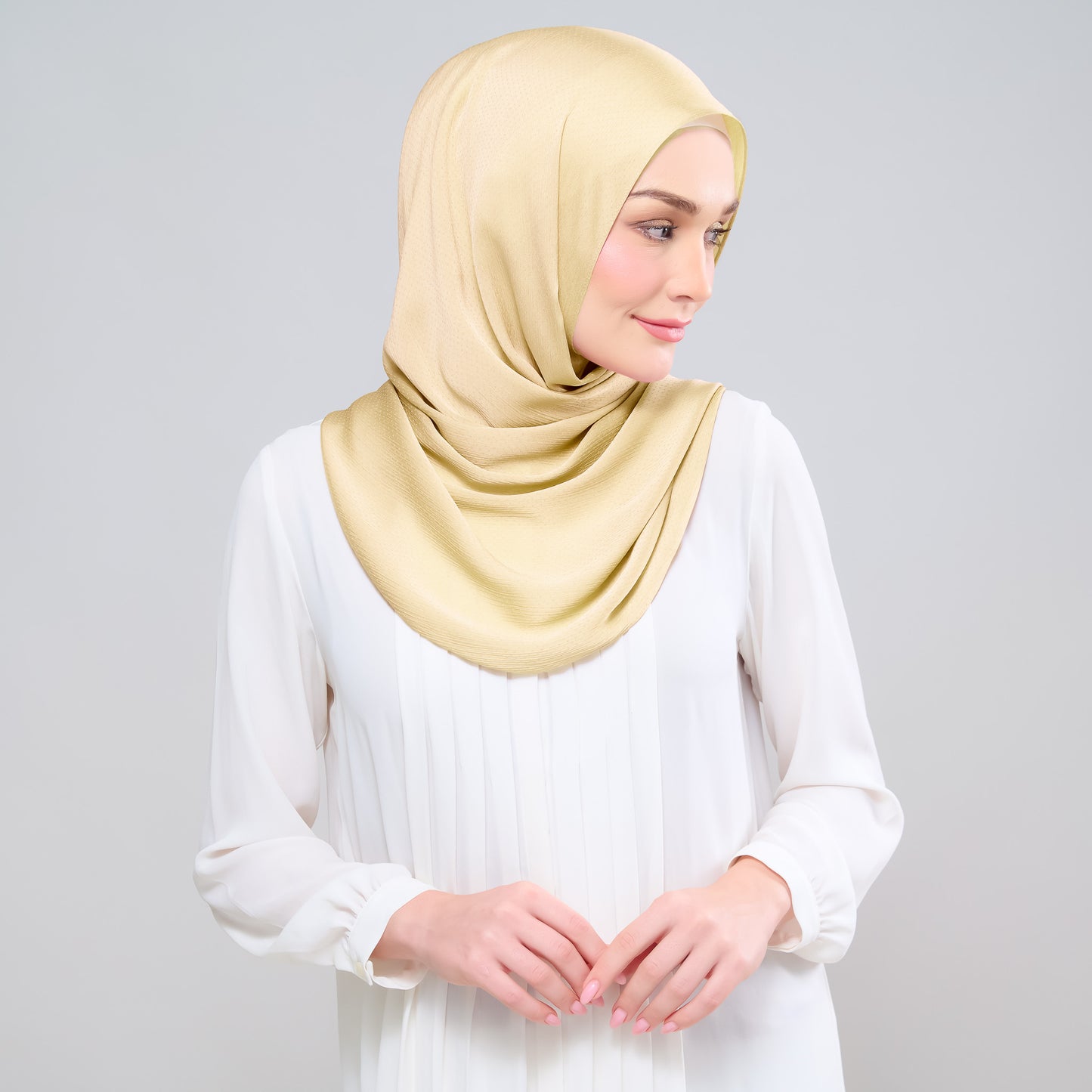 Scarlet Silk Shawl in Warm Custard