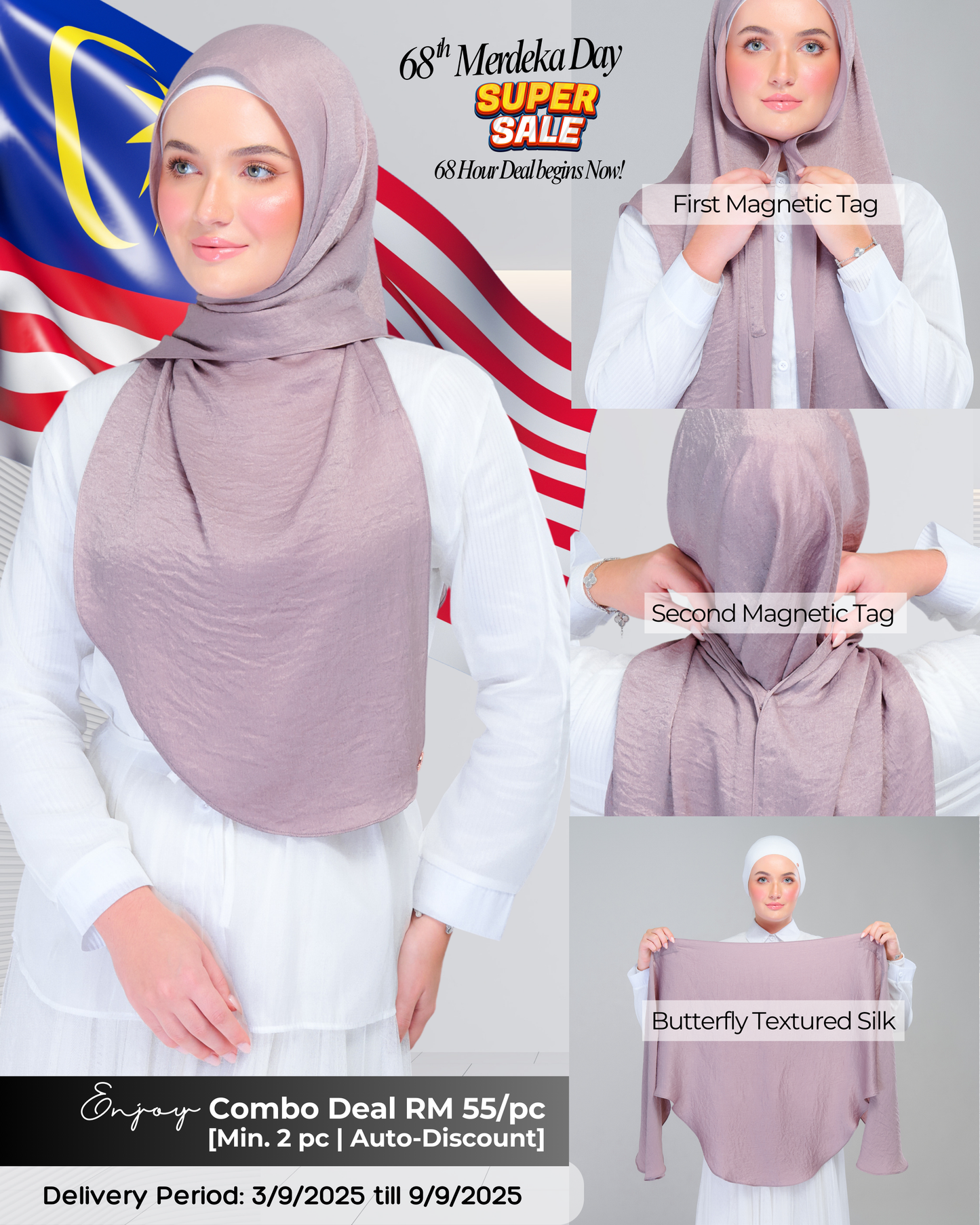 Instant Tag n' Go Butterfly | Textured Silk in Ash Taupe