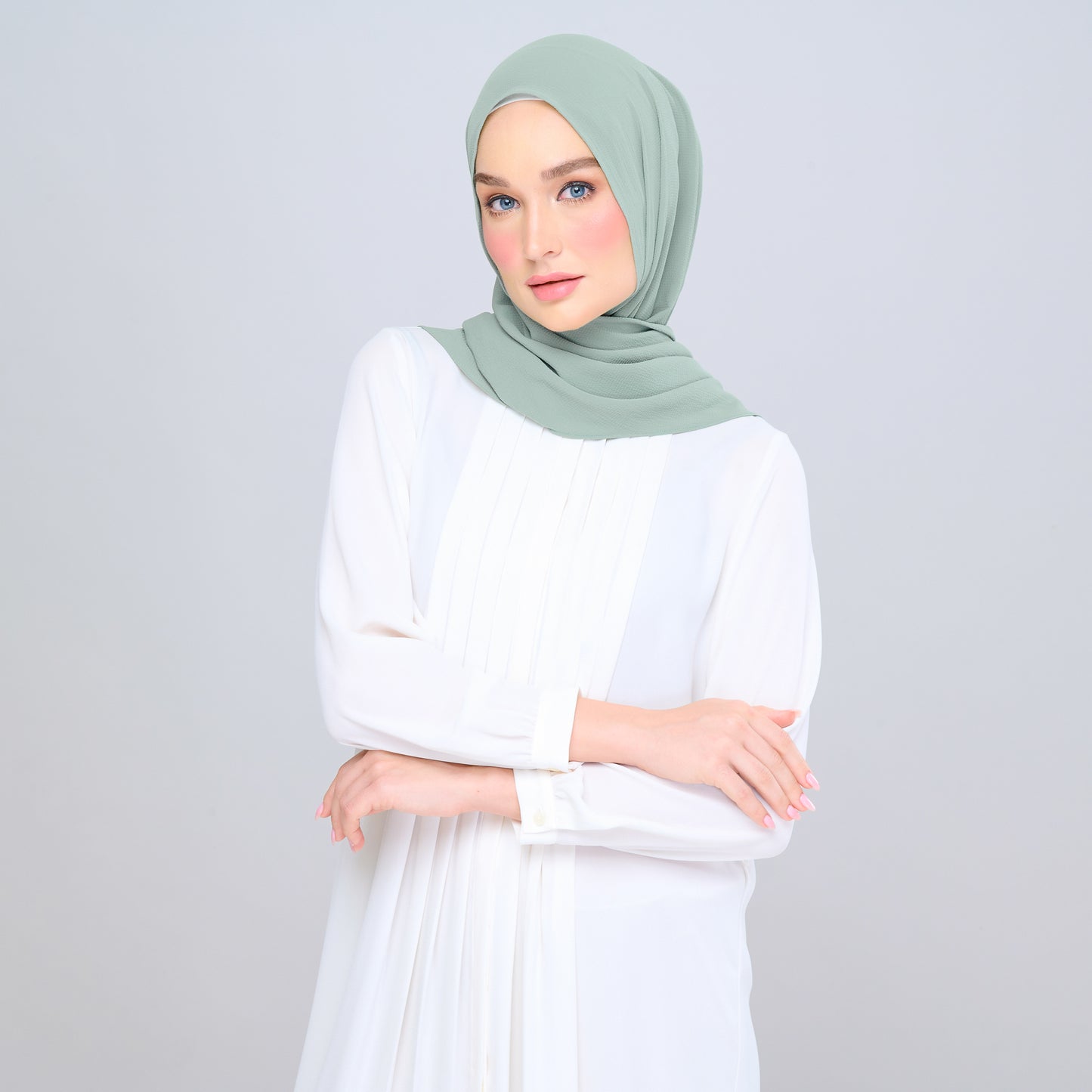 'New' Instant Tag & Go | Textured Chiffon in Dusty Green