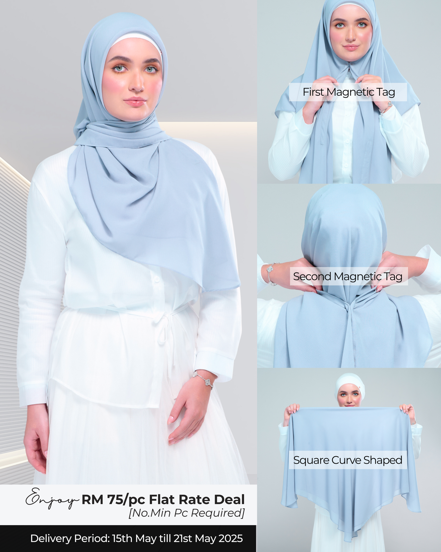 Instant Square Tag & Go l Cotton Voile in Baby Blue