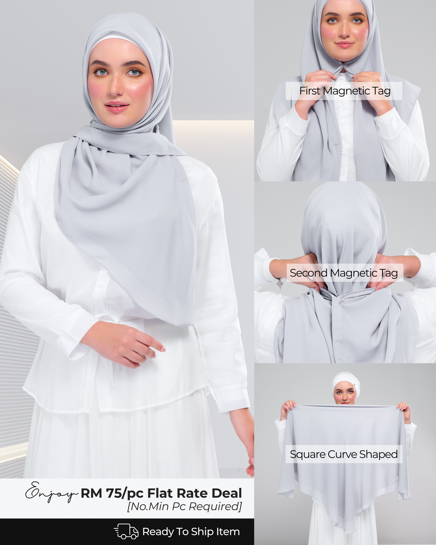 Instant Square Tag & Go l Cotton Voile in Light Grey