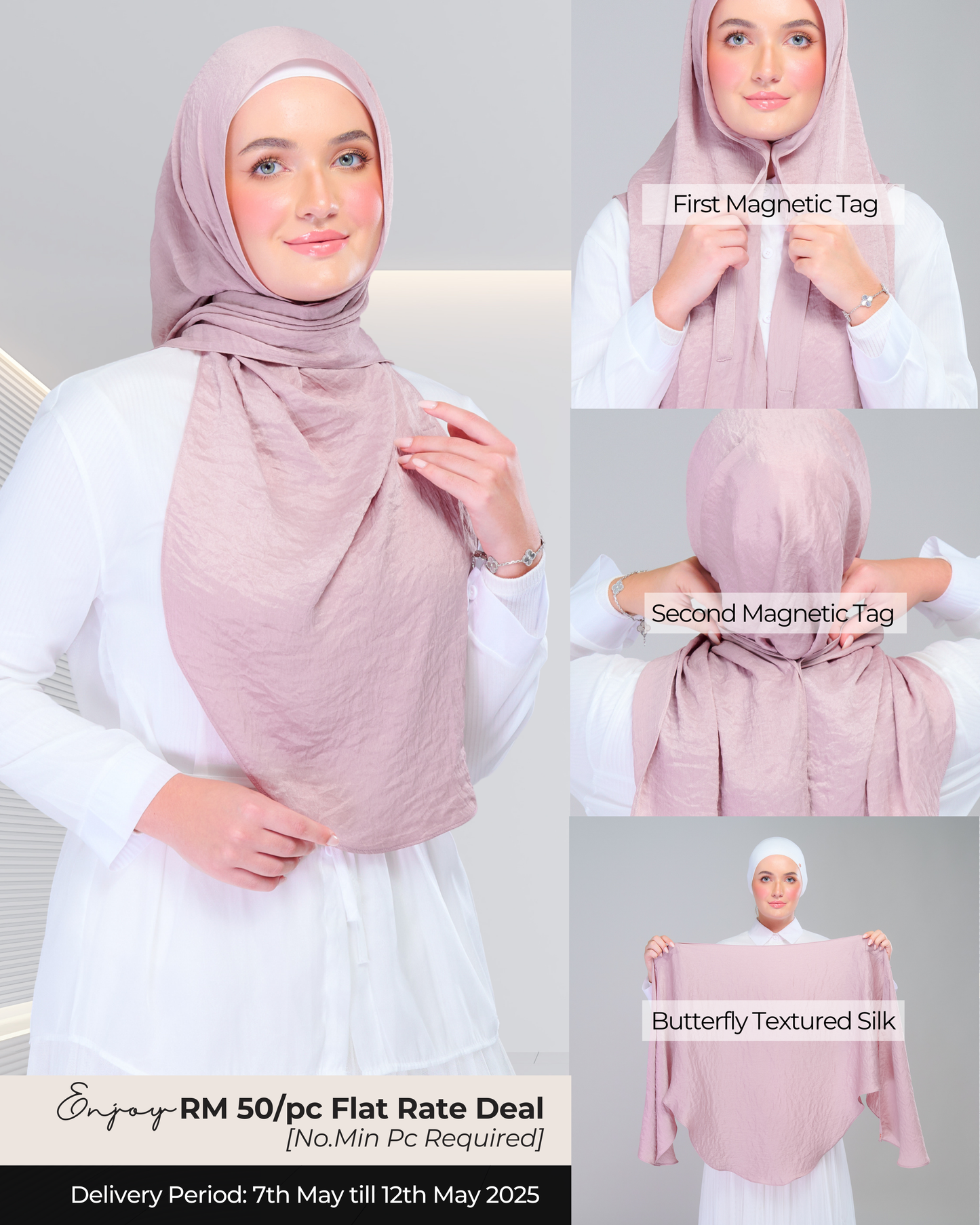 Instant Tag n' Go Butterfly | Textured Silk in Soft Pink