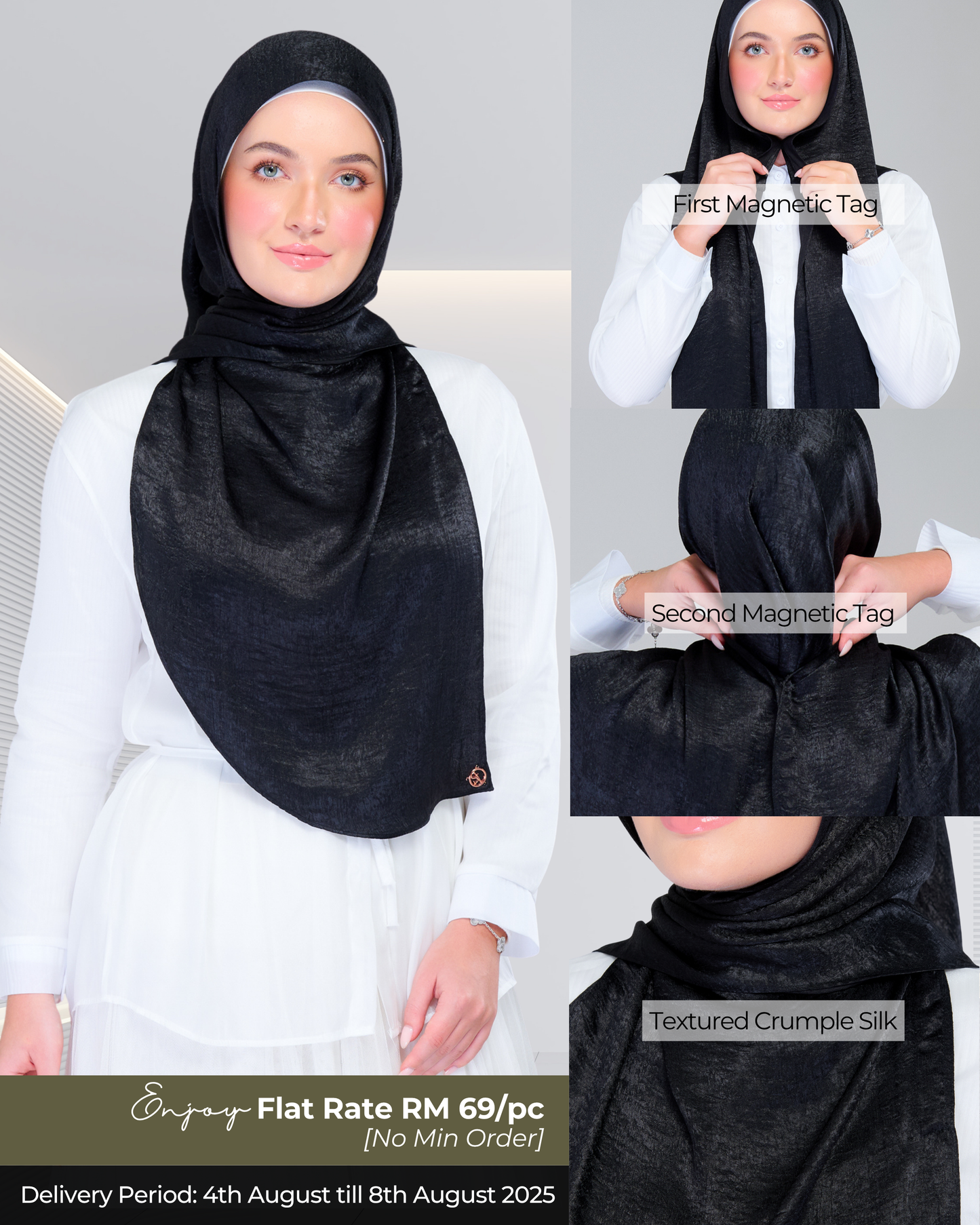 Instant Tag n' Go Shawl | Textured Silk in Black