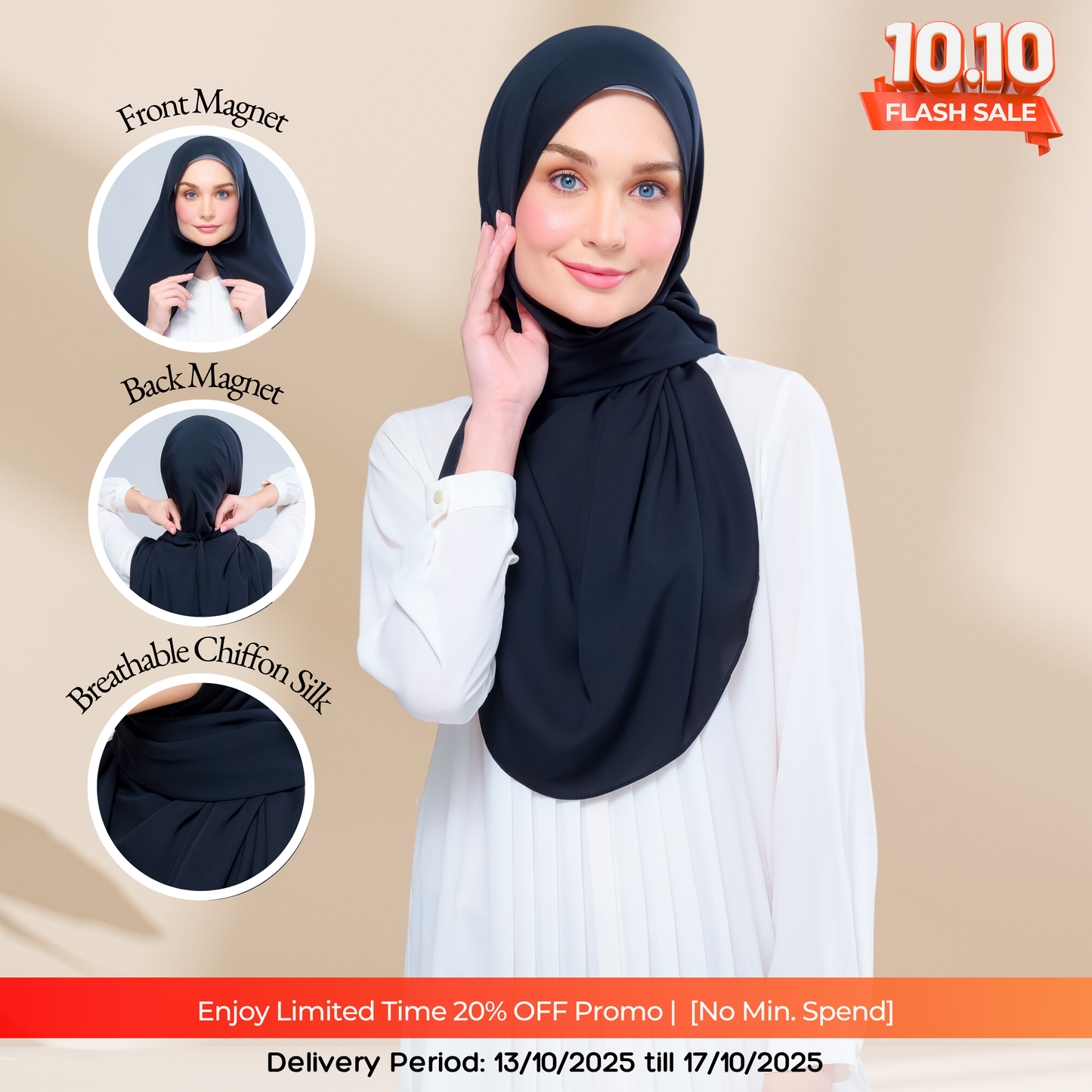 Instant Tag n' Go Shawl l Chiffon Silk 1.0 in Pitch Black