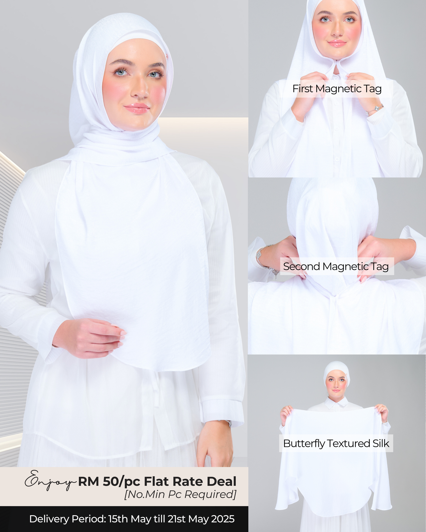 Instant Tag n' Go Butterfly | Textured Silk in Pure White