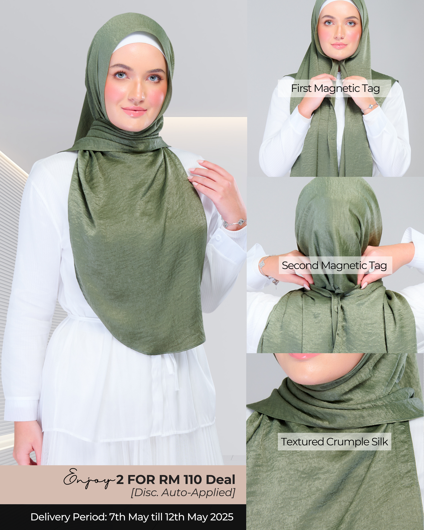 Instant Tag n' Go Shawl | Textured Silk in Dark Olive
