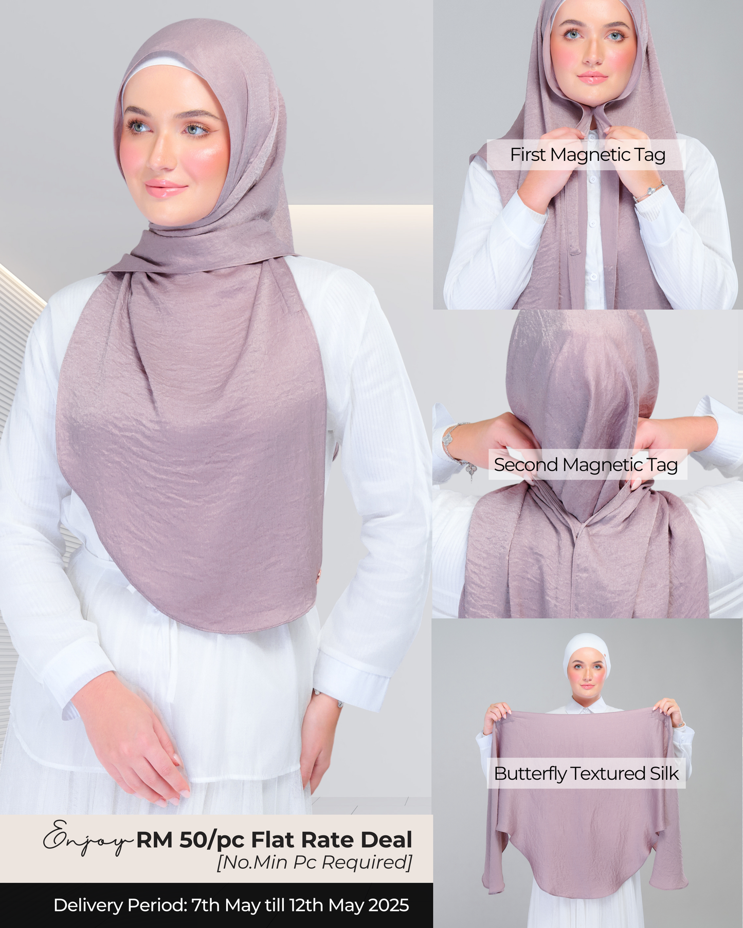 Instant Tag n' Go Butterfly | Textured Silk in Ash Taupe