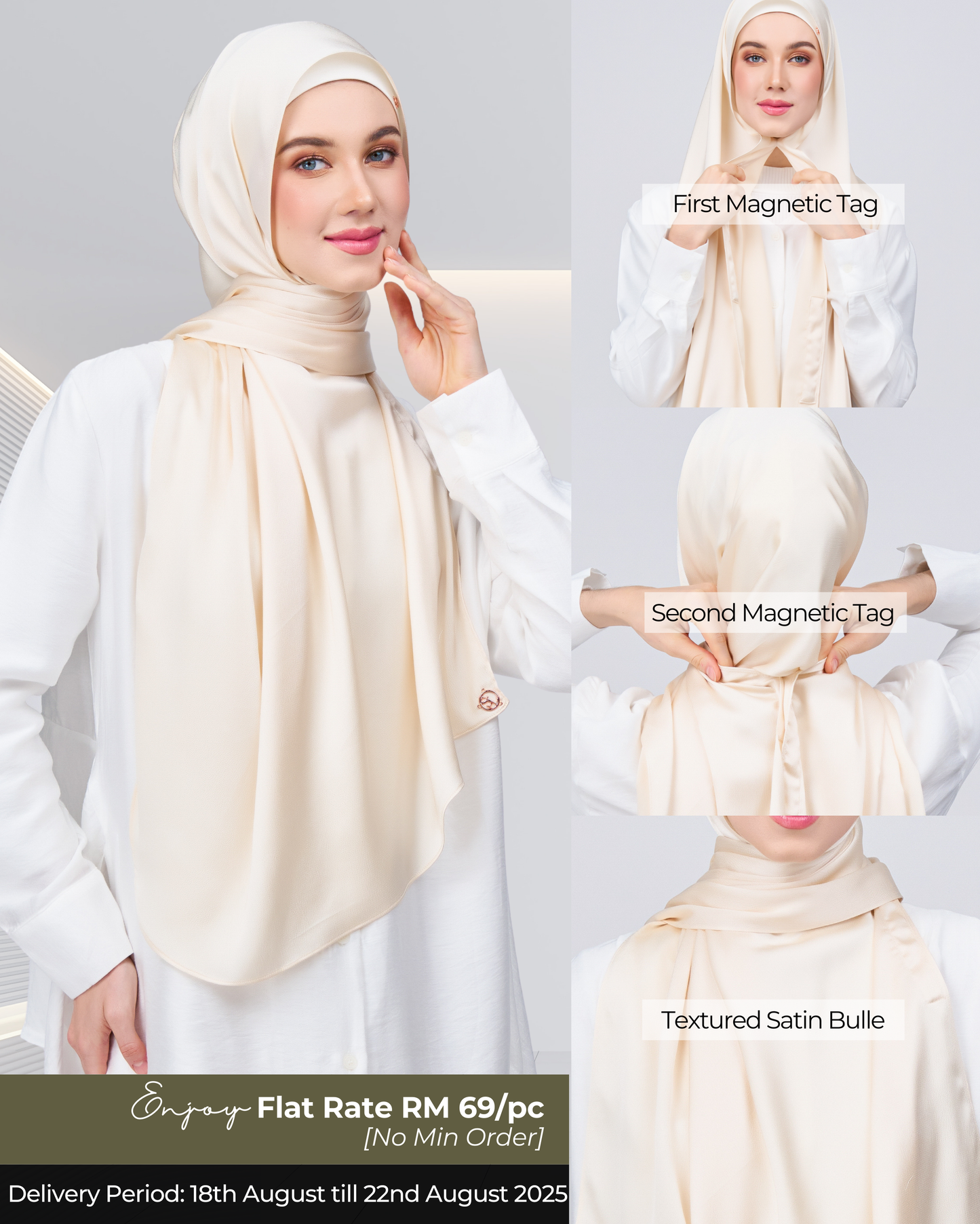 Instant Tag n' Go Shawl | Satin Bulle in Bridal Cream