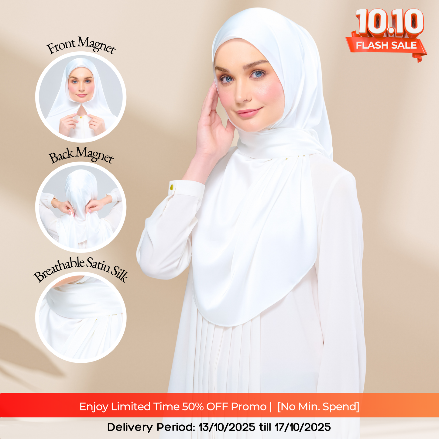 Instant Tag n' Go Shawl | Satin Silk in Bridal White