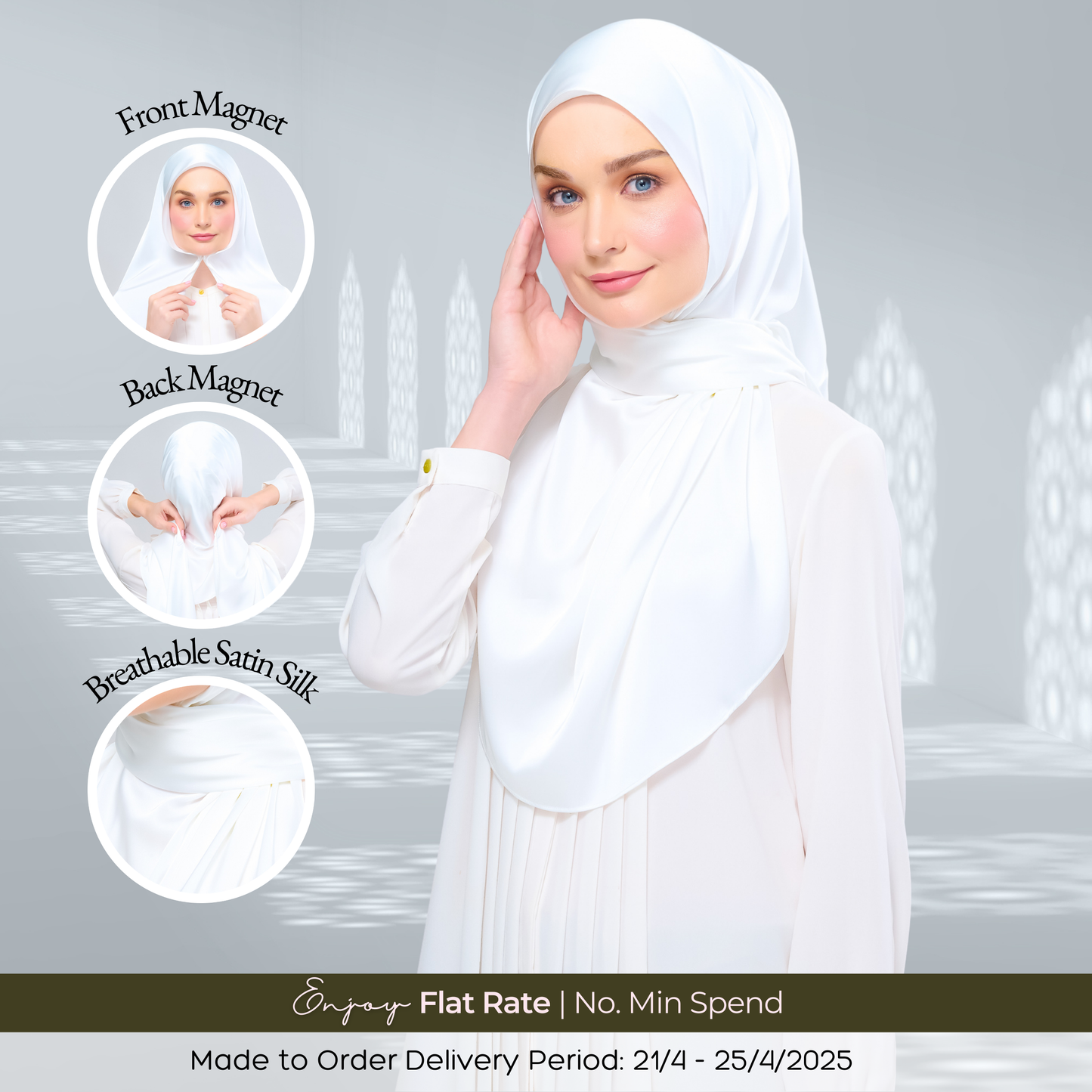 Instant Tag n' Go Shawl | Satin Silk in Bridal White