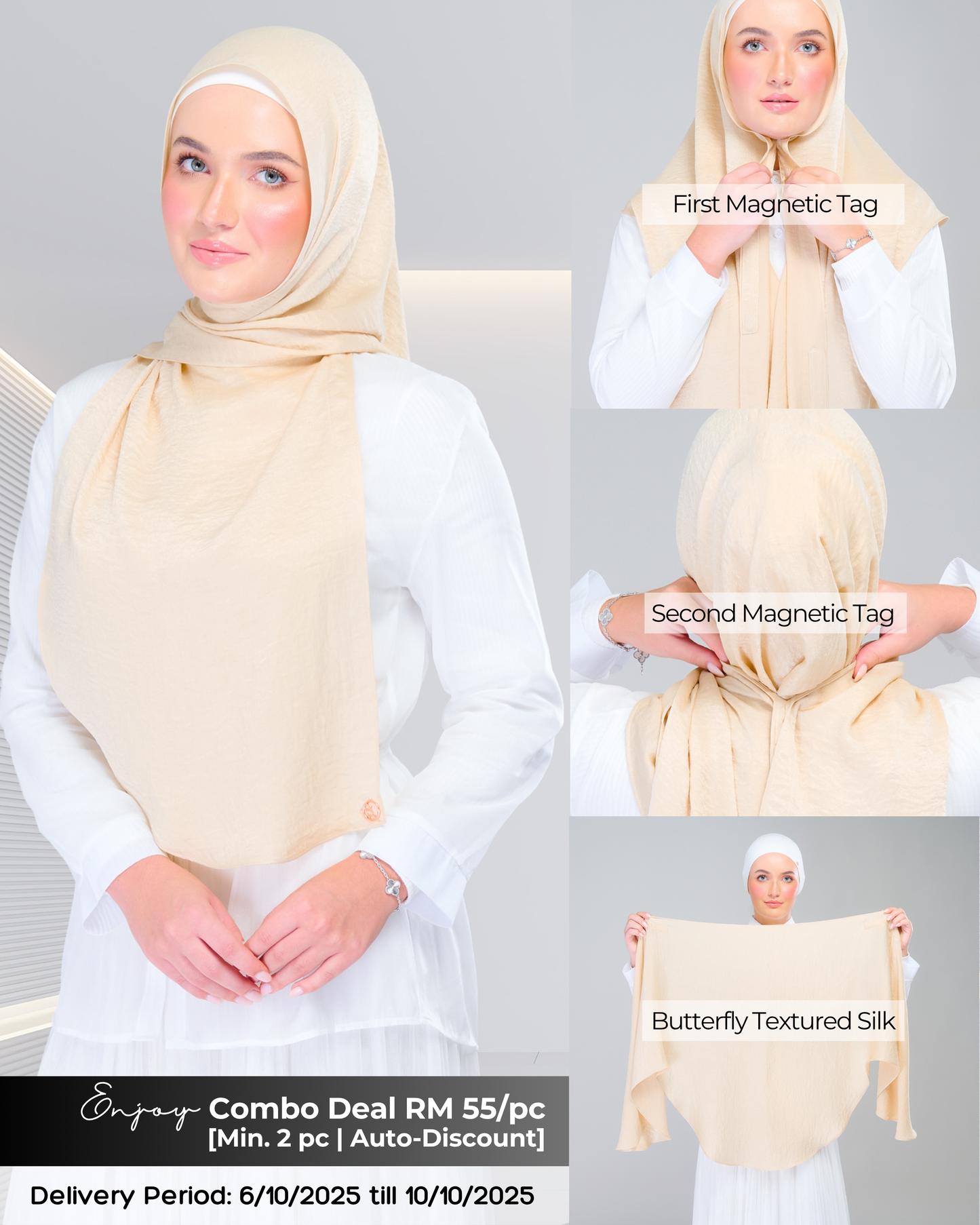 Instant Tag n' Go Butterfly | Textured Silk in Buttermilk