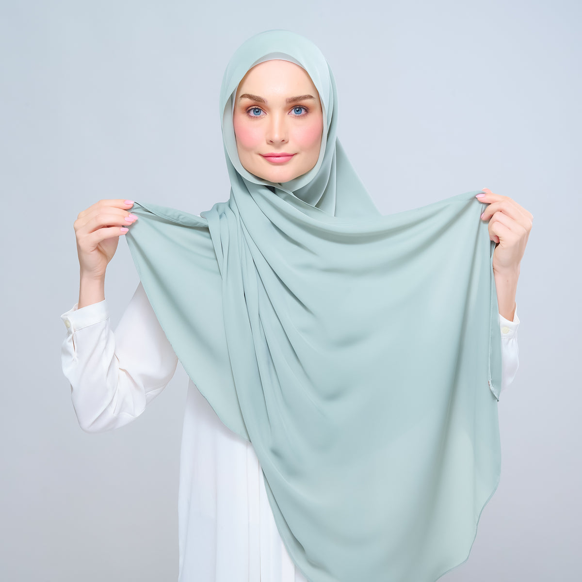 Instant Tag n' Go Shawl l Chiffon Silk 1.0 in Dusty Green