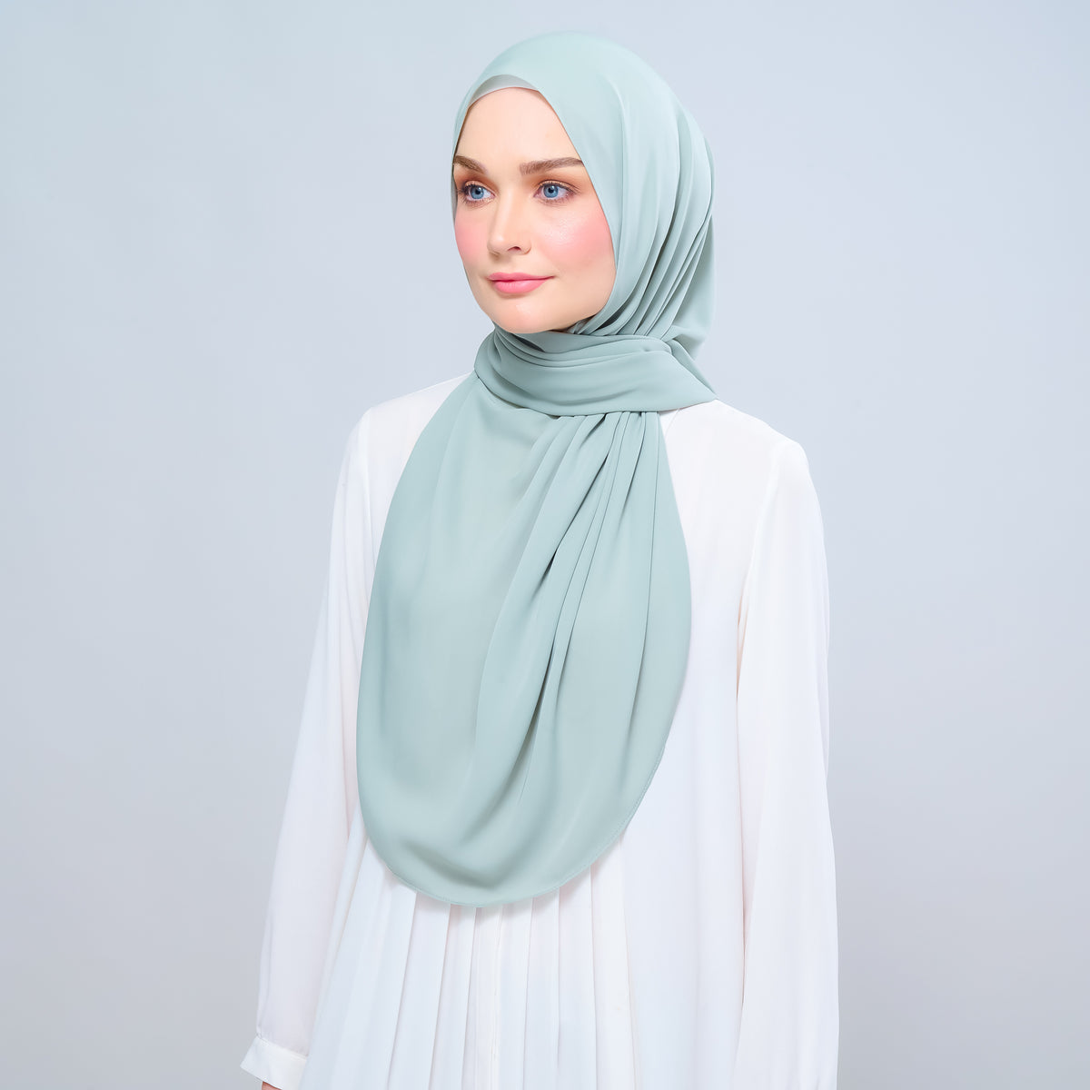 Instant Tag n' Go Shawl l Chiffon Silk 1.0 in Dusty Green