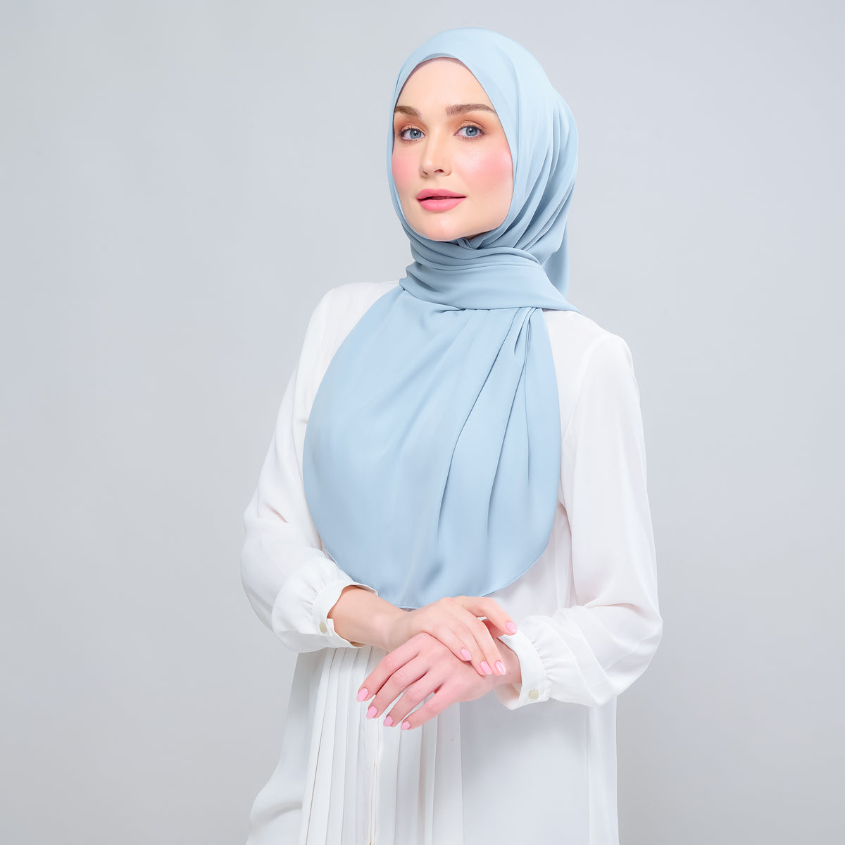 Instant Tag n' Go Shawl l Chiffon Silk 1.0 in Dusty Blue