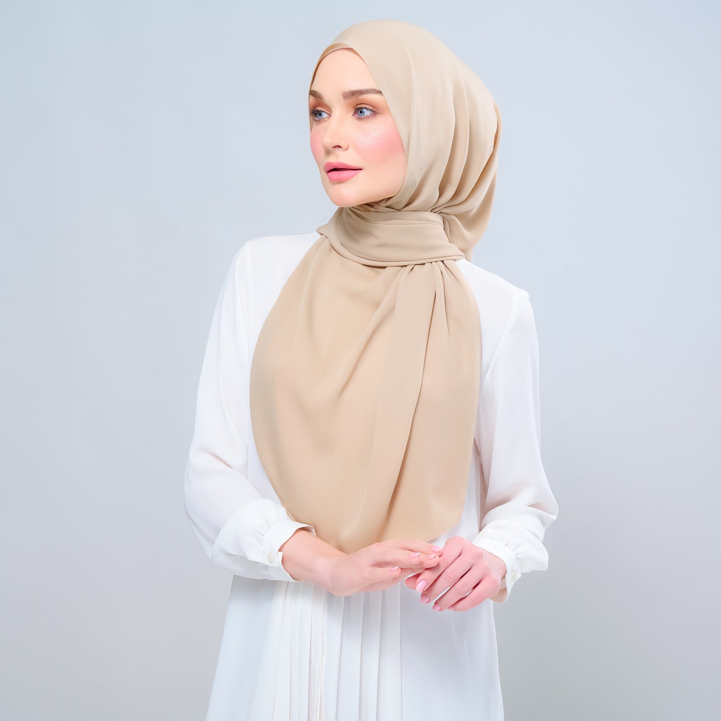 Instant Tag n' Go Shawl l Chiffon Silk 1.0 in Latte