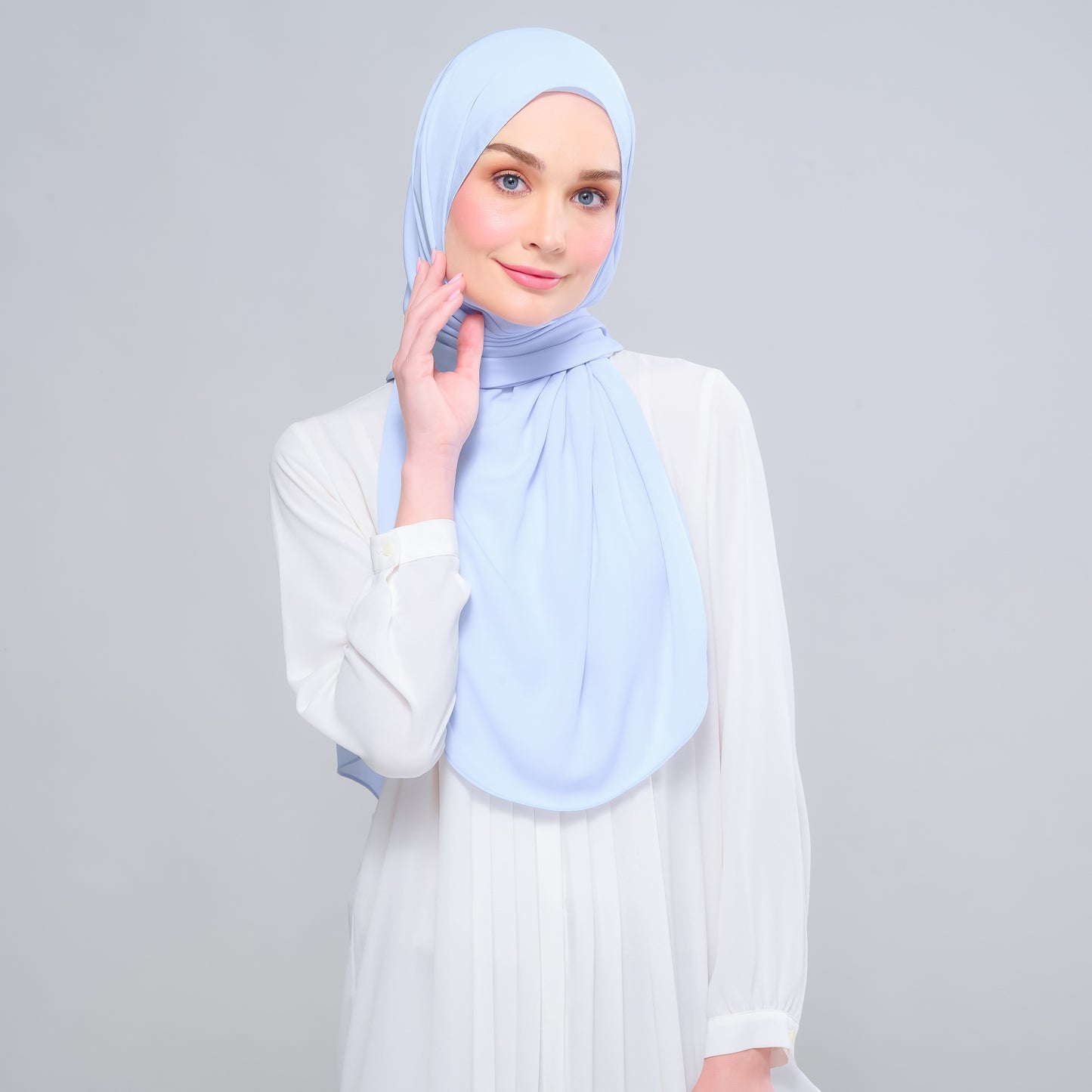 Instant Tag n' Go Shawl l Chiffon Silk 1.0 in Powder Blue