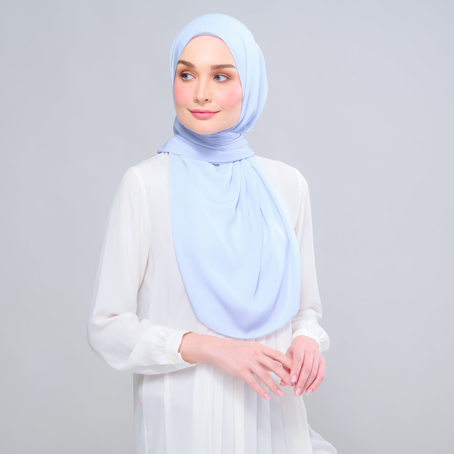 Instant Tag n' Go Shawl l Chiffon Silk 1.0 in Powder Blue