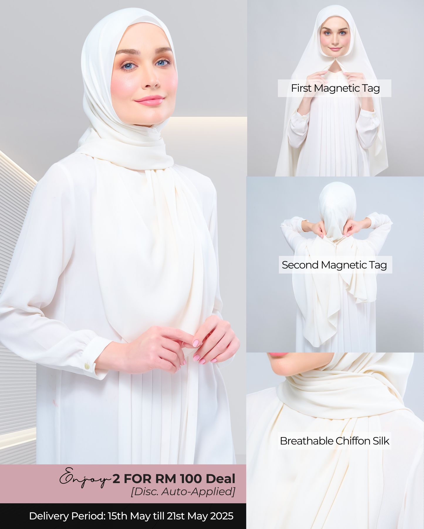 Instant Tag n' Go Shawl l Chiffon Silk 1.0 in Buttercream