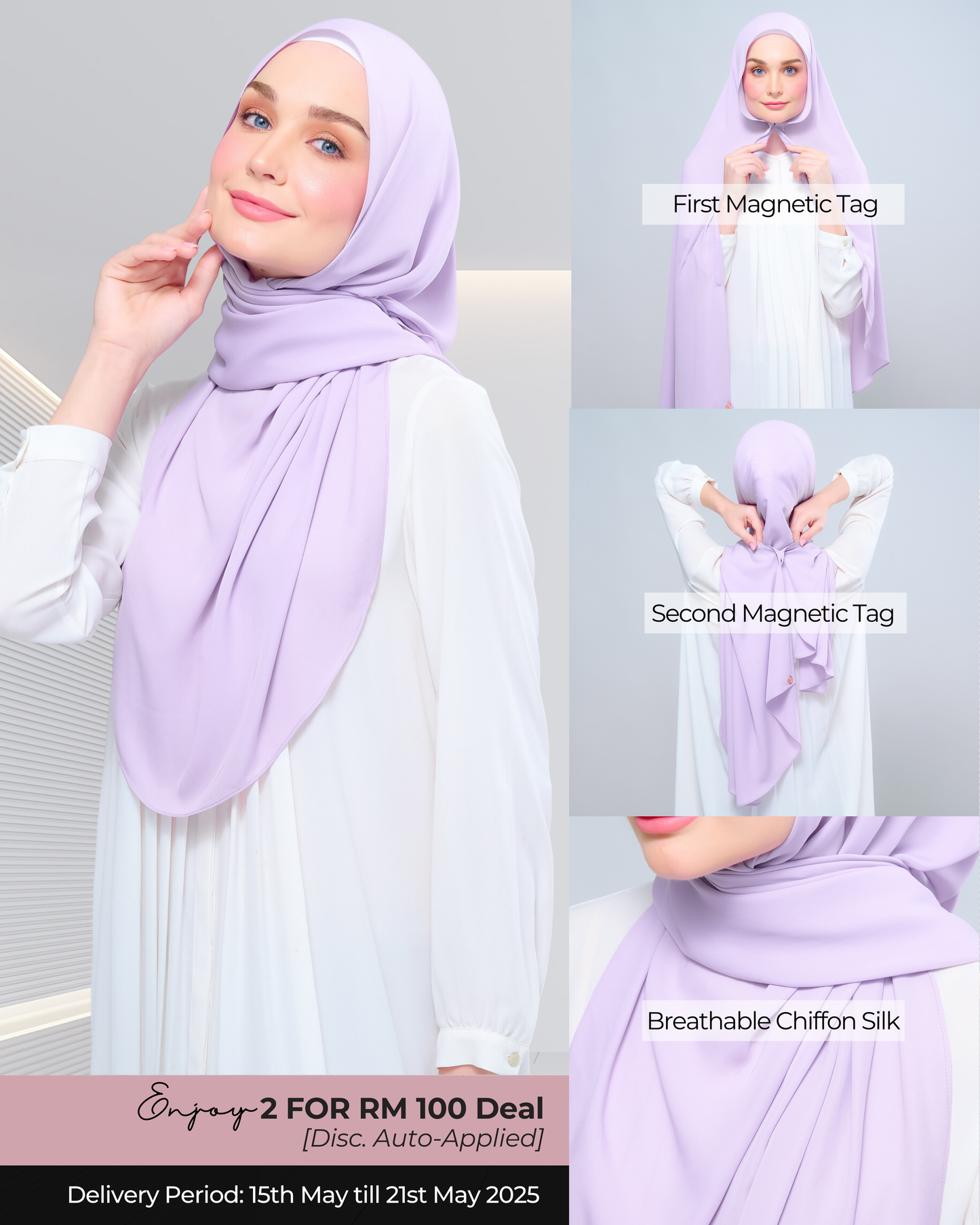 Instant Tag n' Go Shawl l Chiffon Silk 1.0 in Lilac