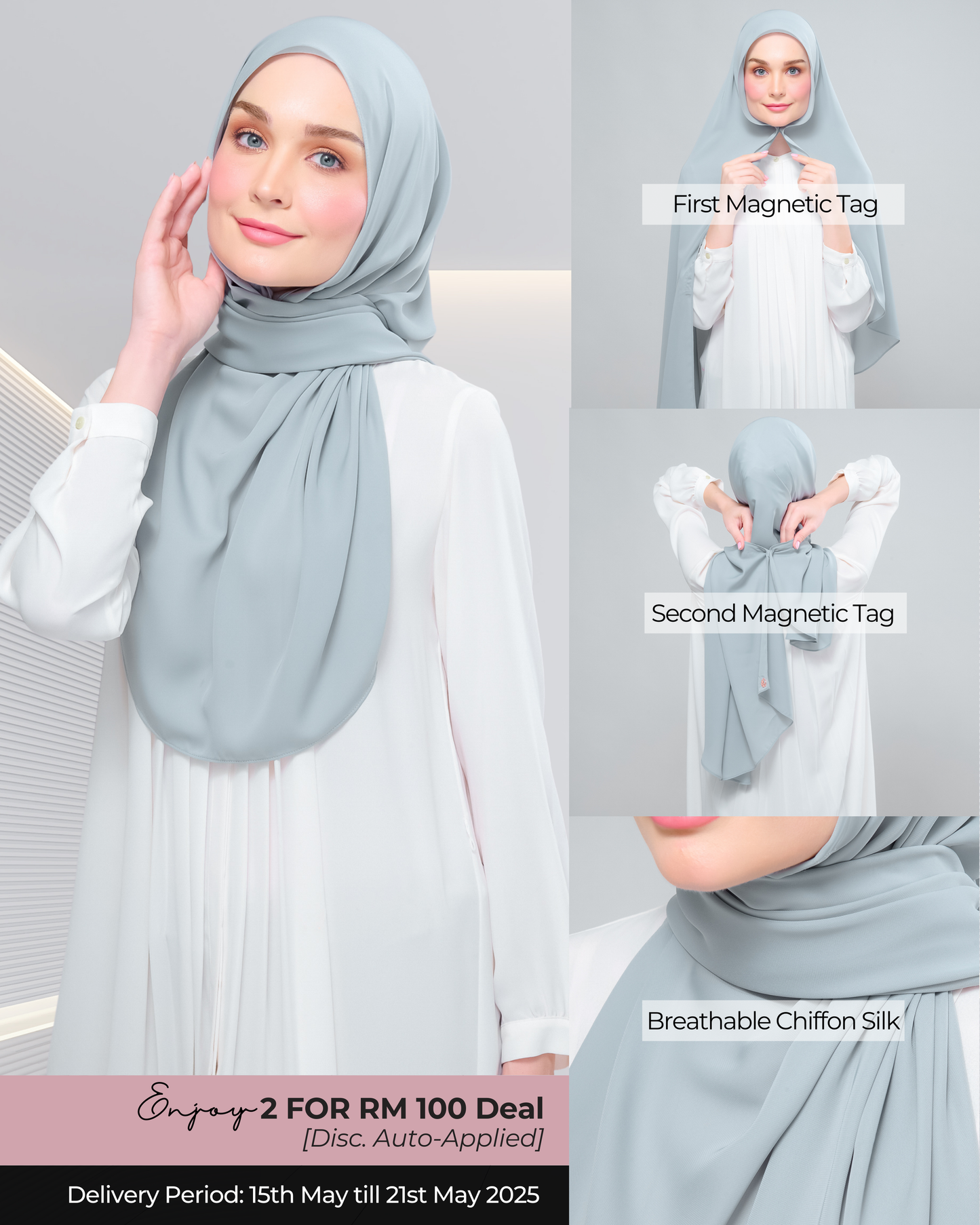 Instant Tag n' Go Shawl l Chiffon Silk 1.0 in Earl Grey