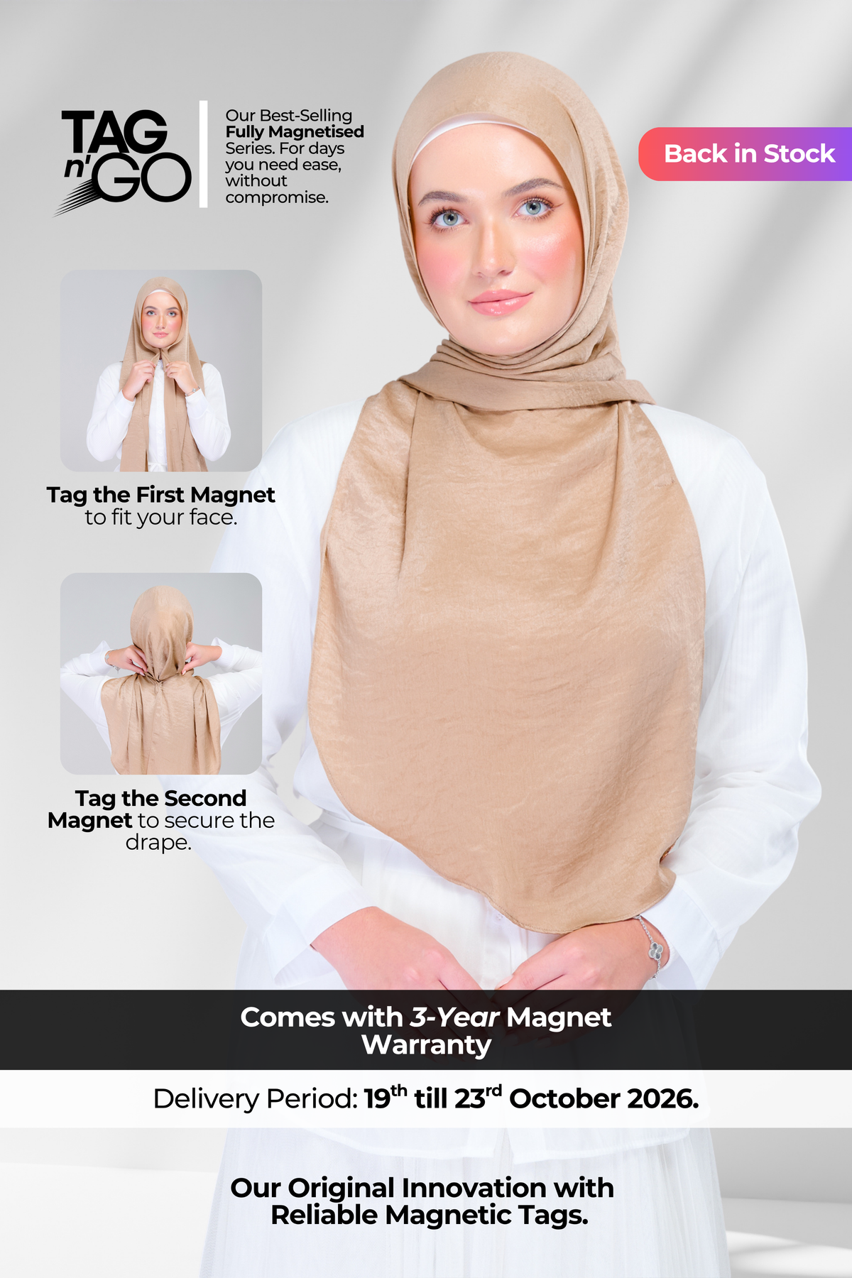 Instant Tag n' Go Shawl | Textured Silk in Caramel Latte