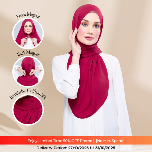 Instant Tag n' Go Shawl l Chiffon Silk 1.0 in Cherry