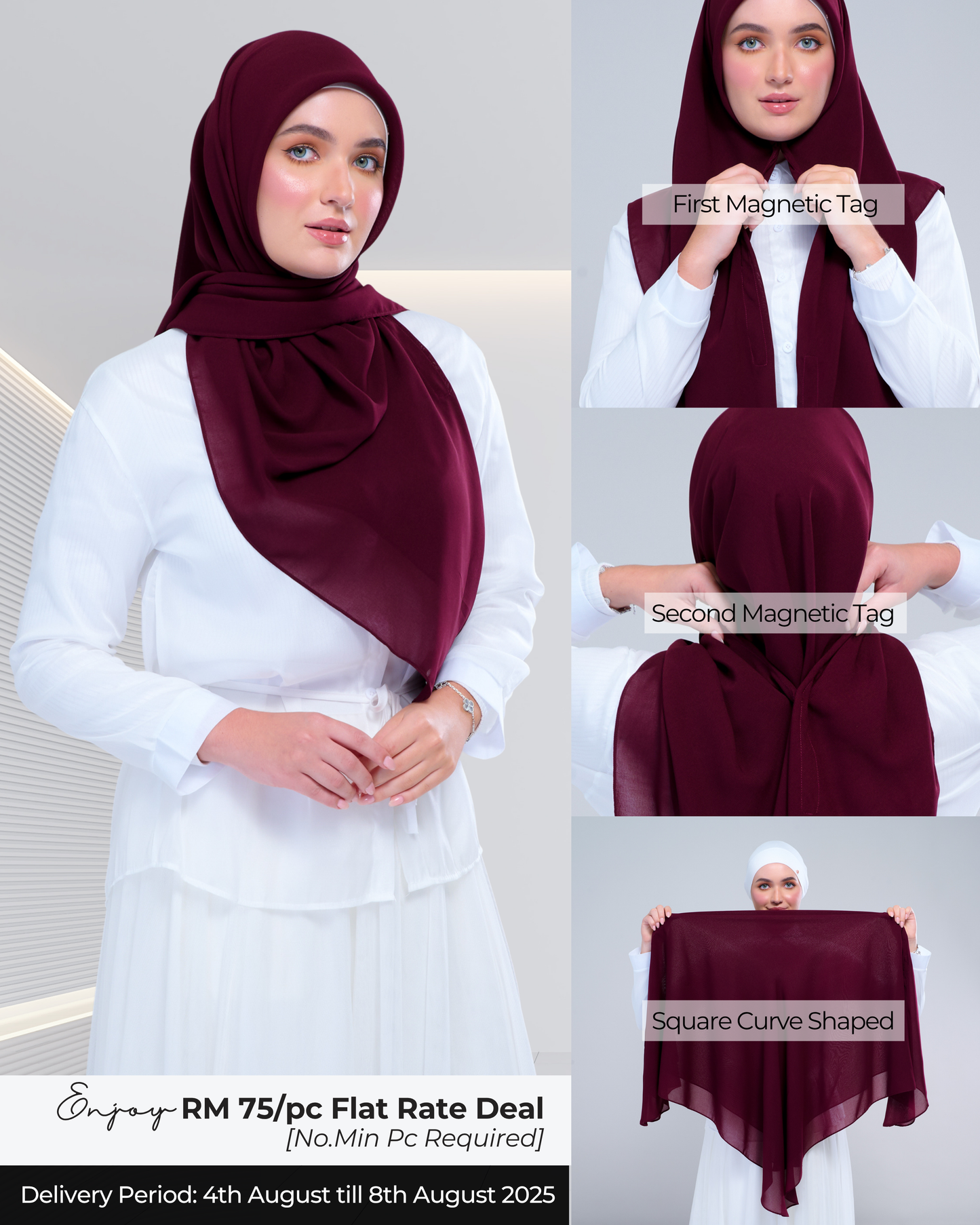Instant Square Tag & Go l Cotton Voile in Crimson