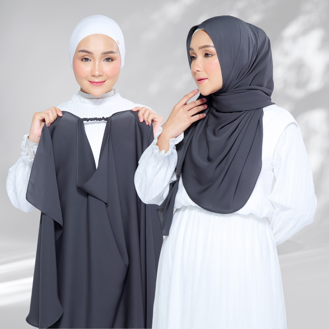 Semi-Instant Sarongje | Chiffon Silk in Dark Grey