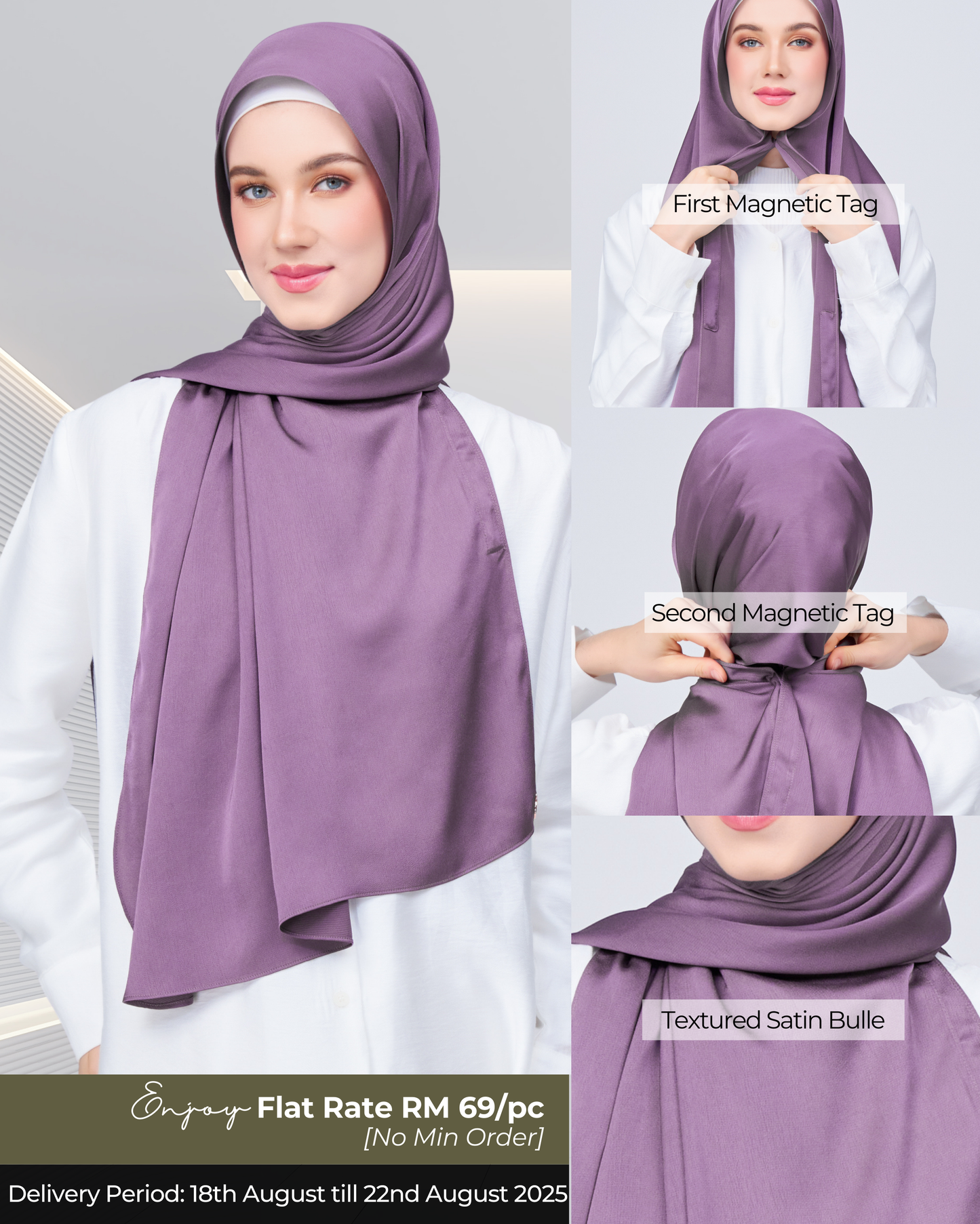 Instant Tag n' Go Shawl | Satin Bulle in Dark Orchid