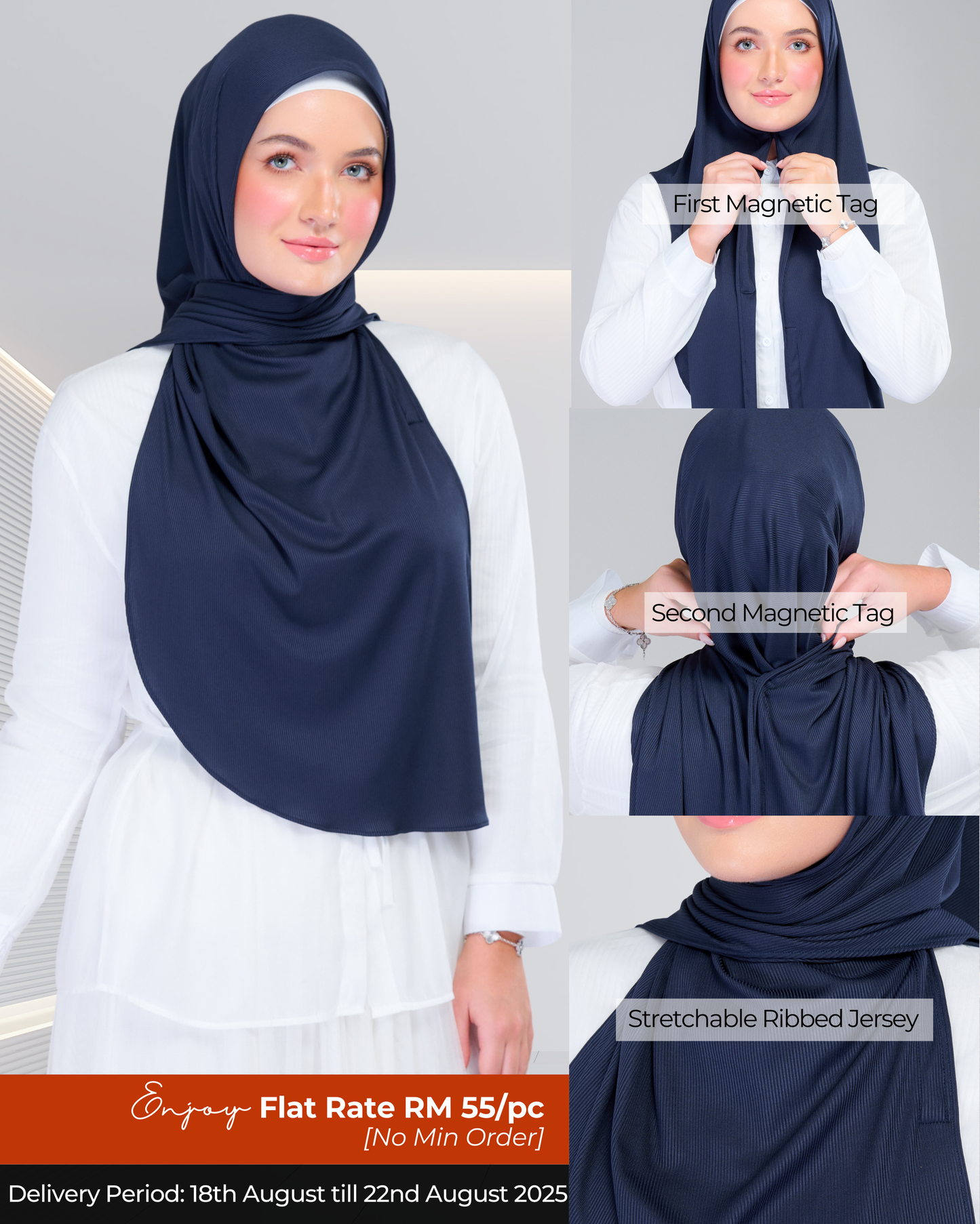 Instant Tag n' Go Shawl | Ribbed Jersey in Deep Blue