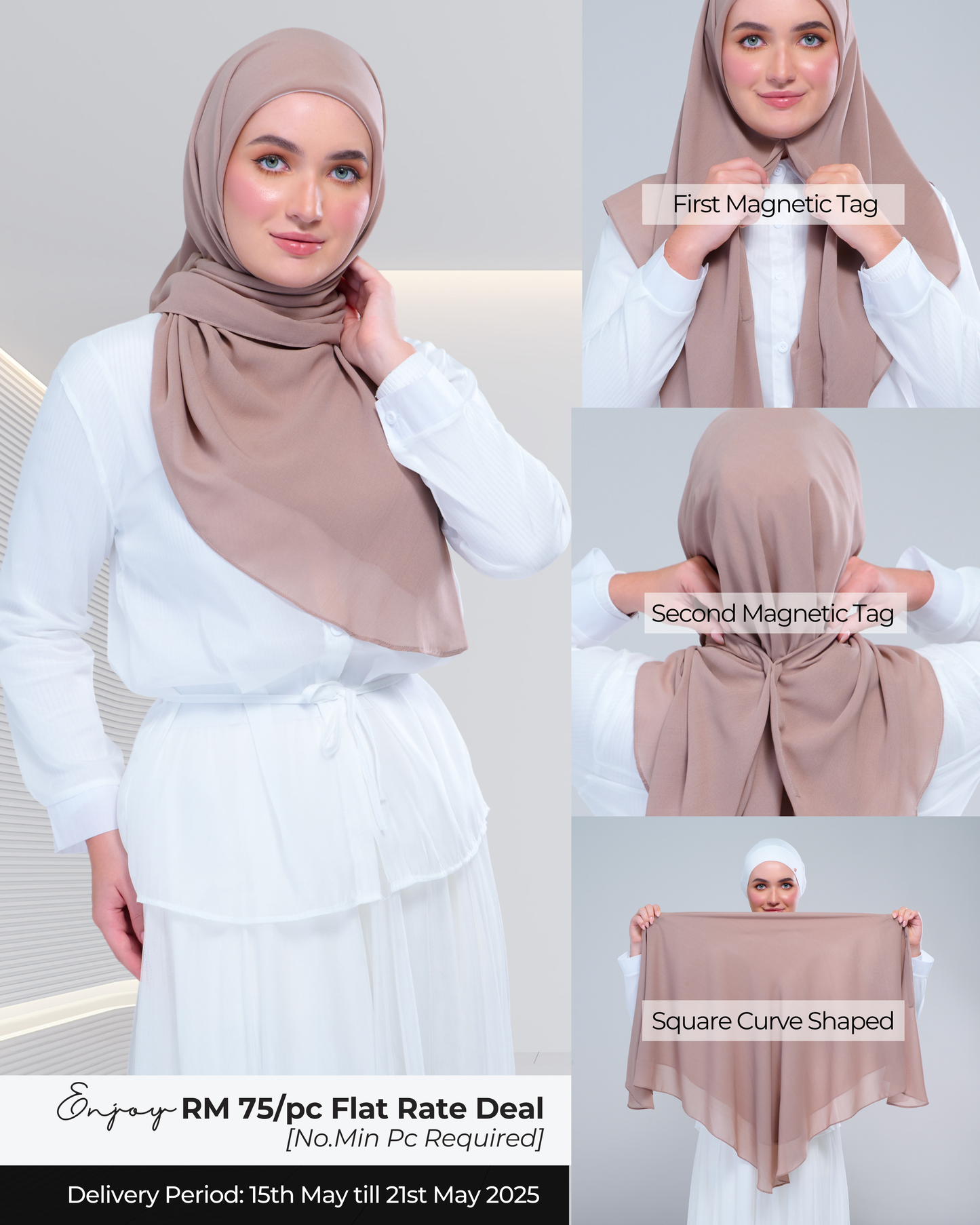 Instant Square Tag & Go l Cotton Voile in Deep Chai