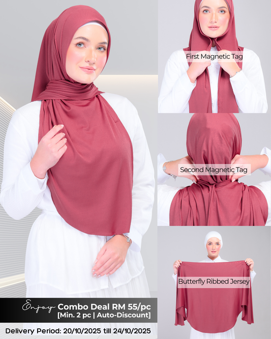 Instant Tag n' Go Butterfly | Ribbed Jersey in  Deep Raspberry