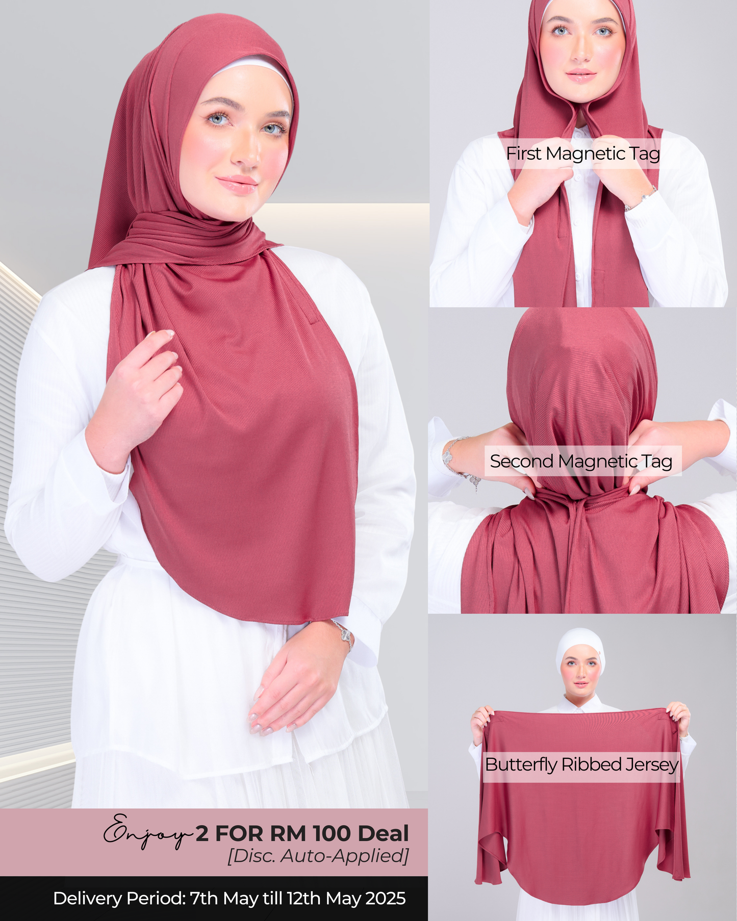 Instant Tag n' Go Butterfly | Ribbed Jersey in Deep Raspberry