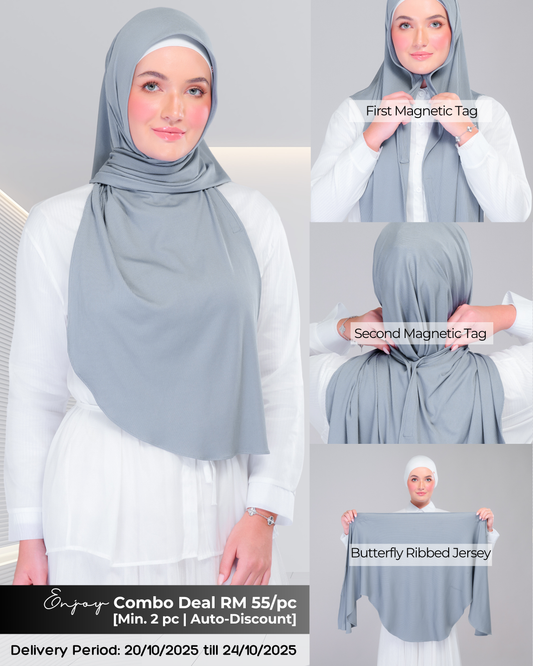 Instant Tag n' Go Butterfly | Ribbed Jersey in  Denim Blue