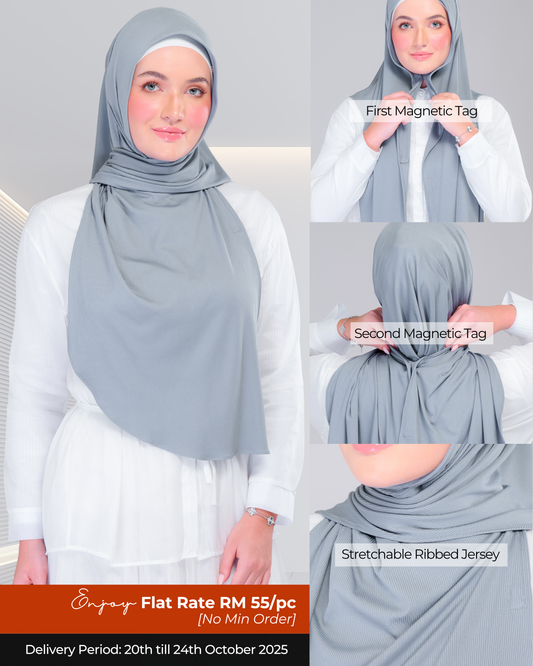 Instant Tag n' Go Shawl | Ribbed Jersey in Denim Blue