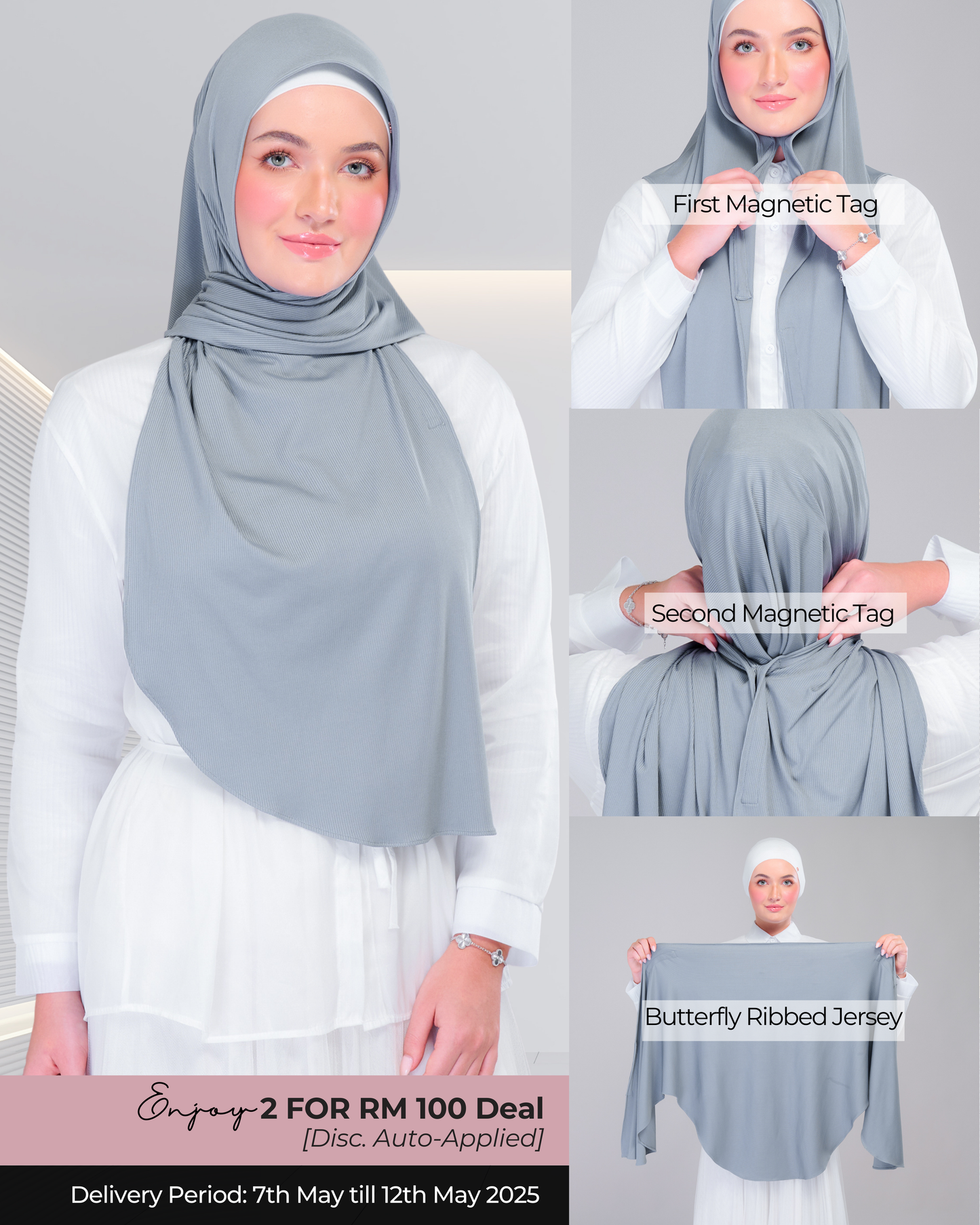 Instant Tag n' Go Butterfly | Ribbed Jersey in Denim Blue