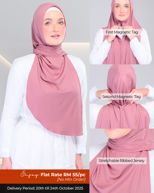 Instant Tag n' Go Shawl | Ribbed Jersey in Dusty Berry
