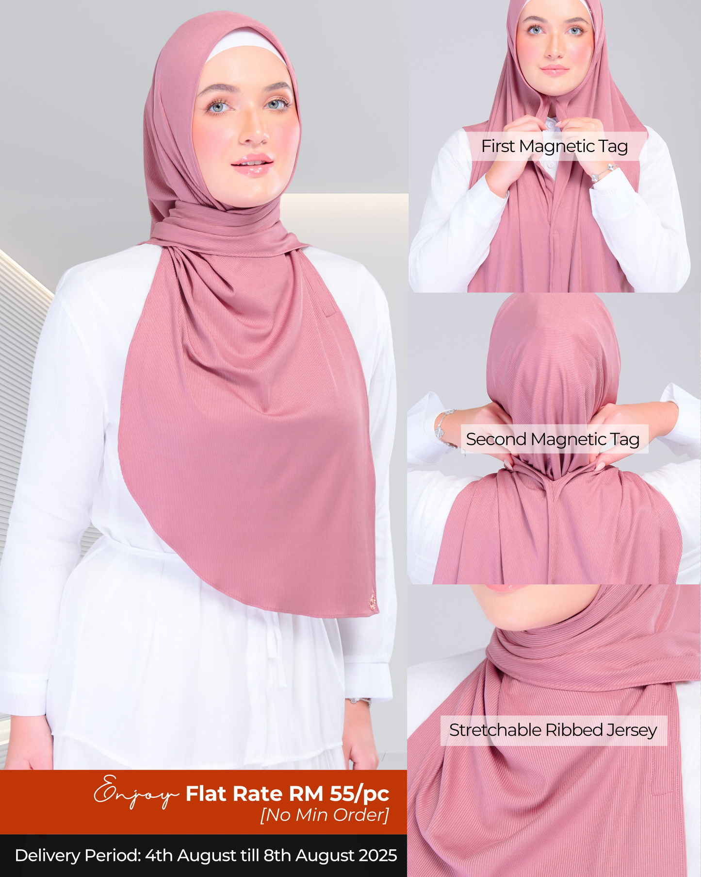 Instant Tag n' Go Shawl | Ribbed Jersey in Dusty Berry