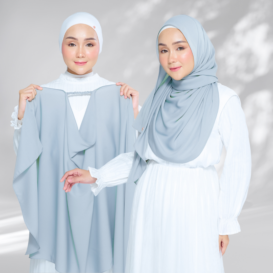 Semi-Instant Sarongje | Chiffon Silk in Dusty Blue