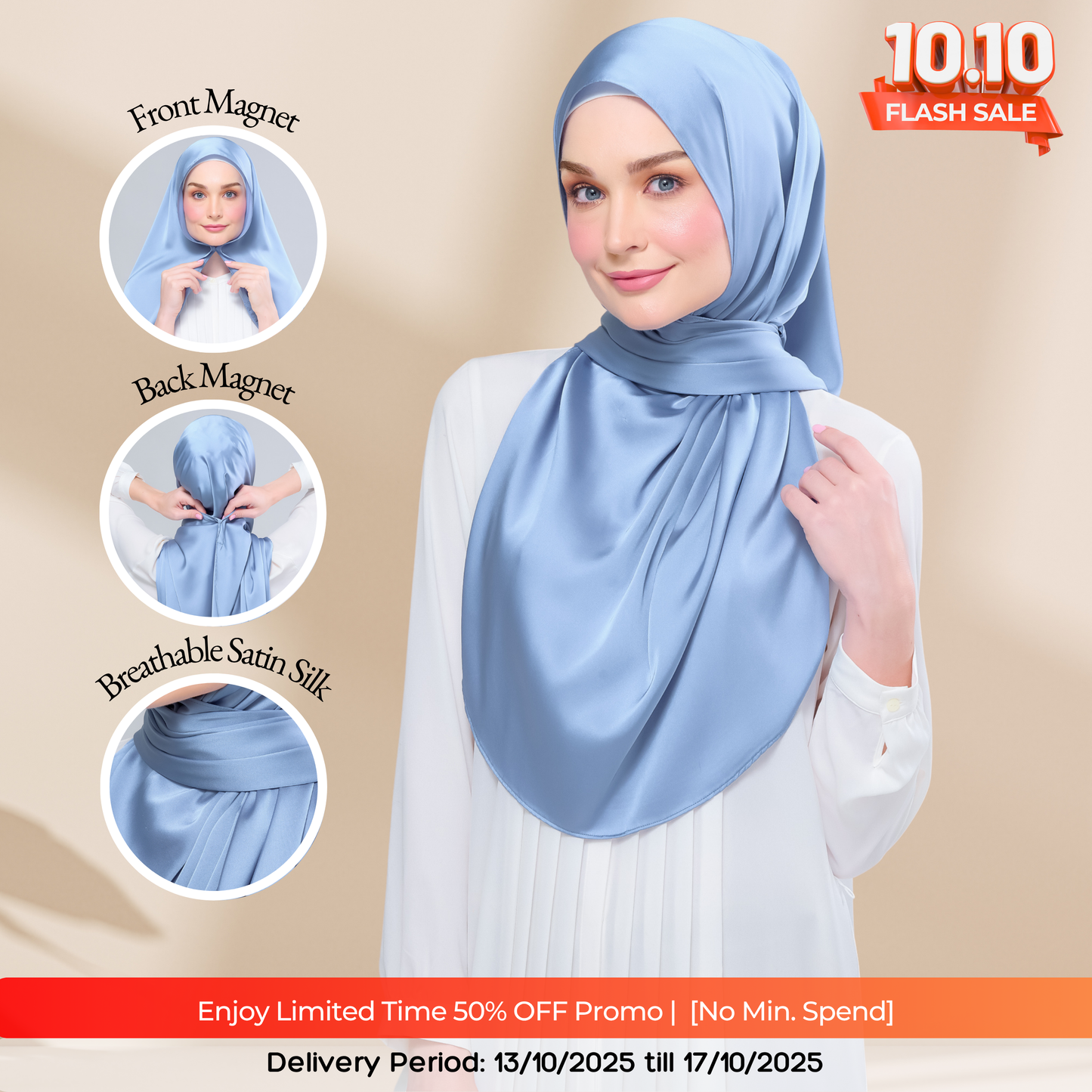 Instant Tag n' Go Shawl | Satin Silk in Dusty Blue 2.0