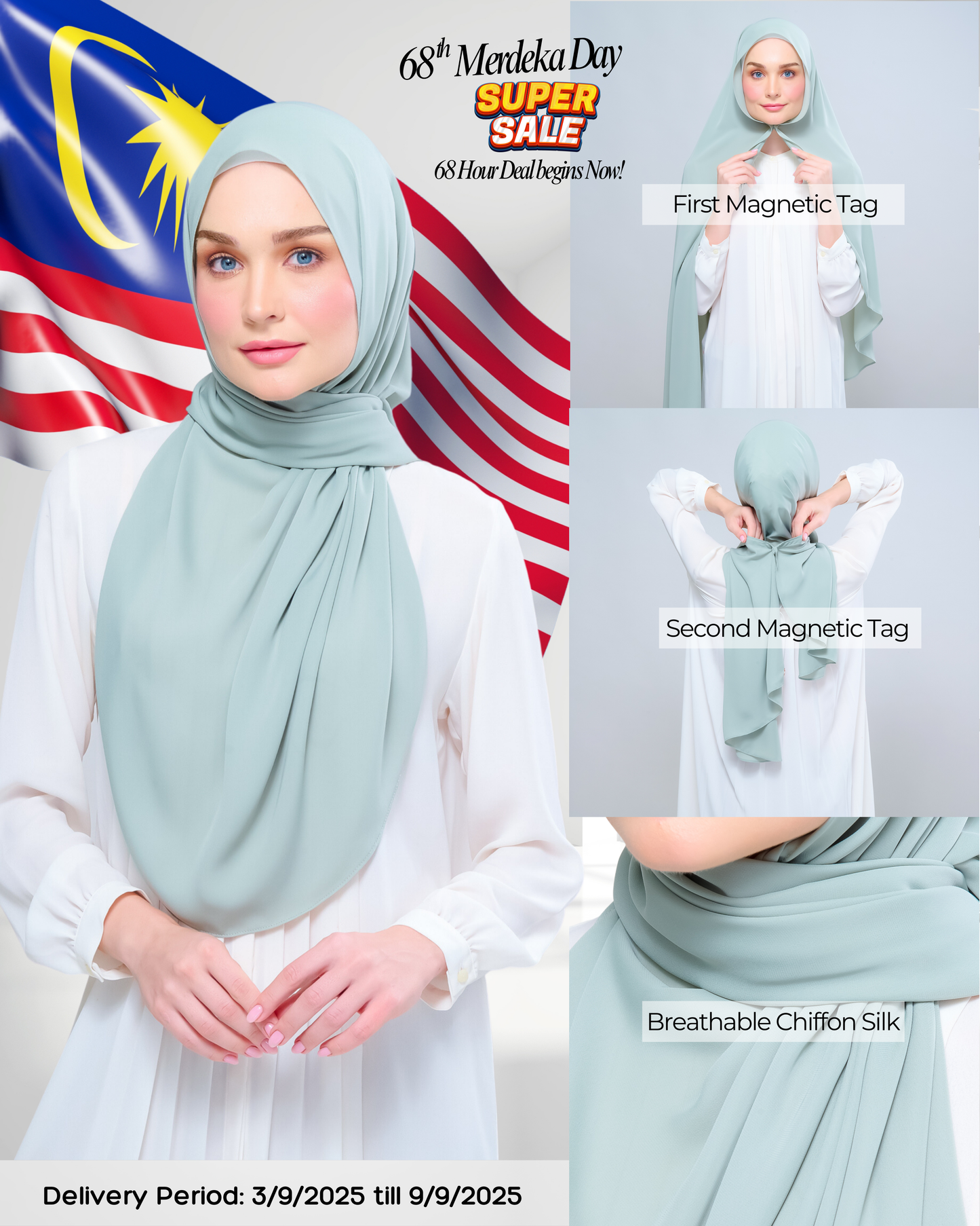Instant Tag n' Go Shawl l Chiffon Silk 1.0 in Dusty Green