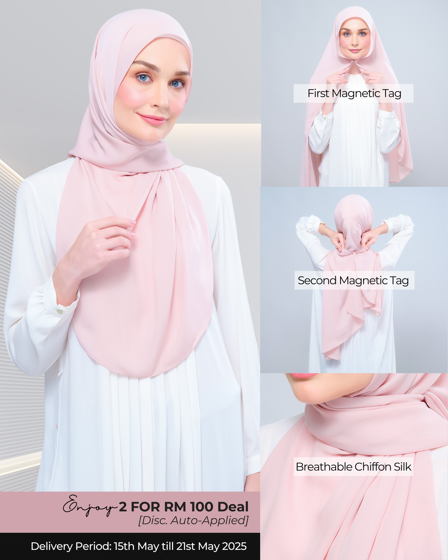 Instant Tag n' Go Shawl l Chiffon Silk 1.0 in Dusty Rose