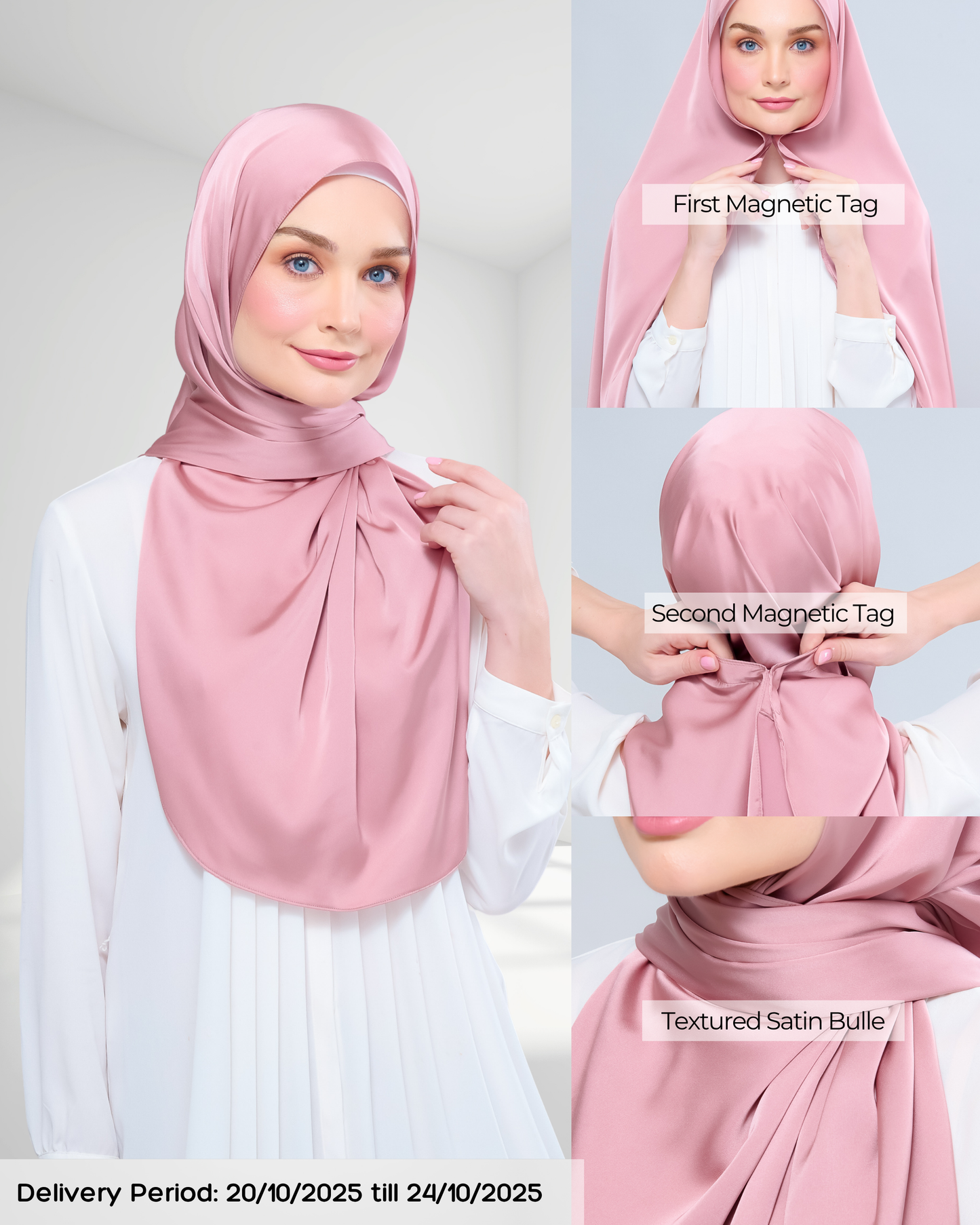 Instant Tag n' Go Shawl | Satin Bulle in Dusty Pink