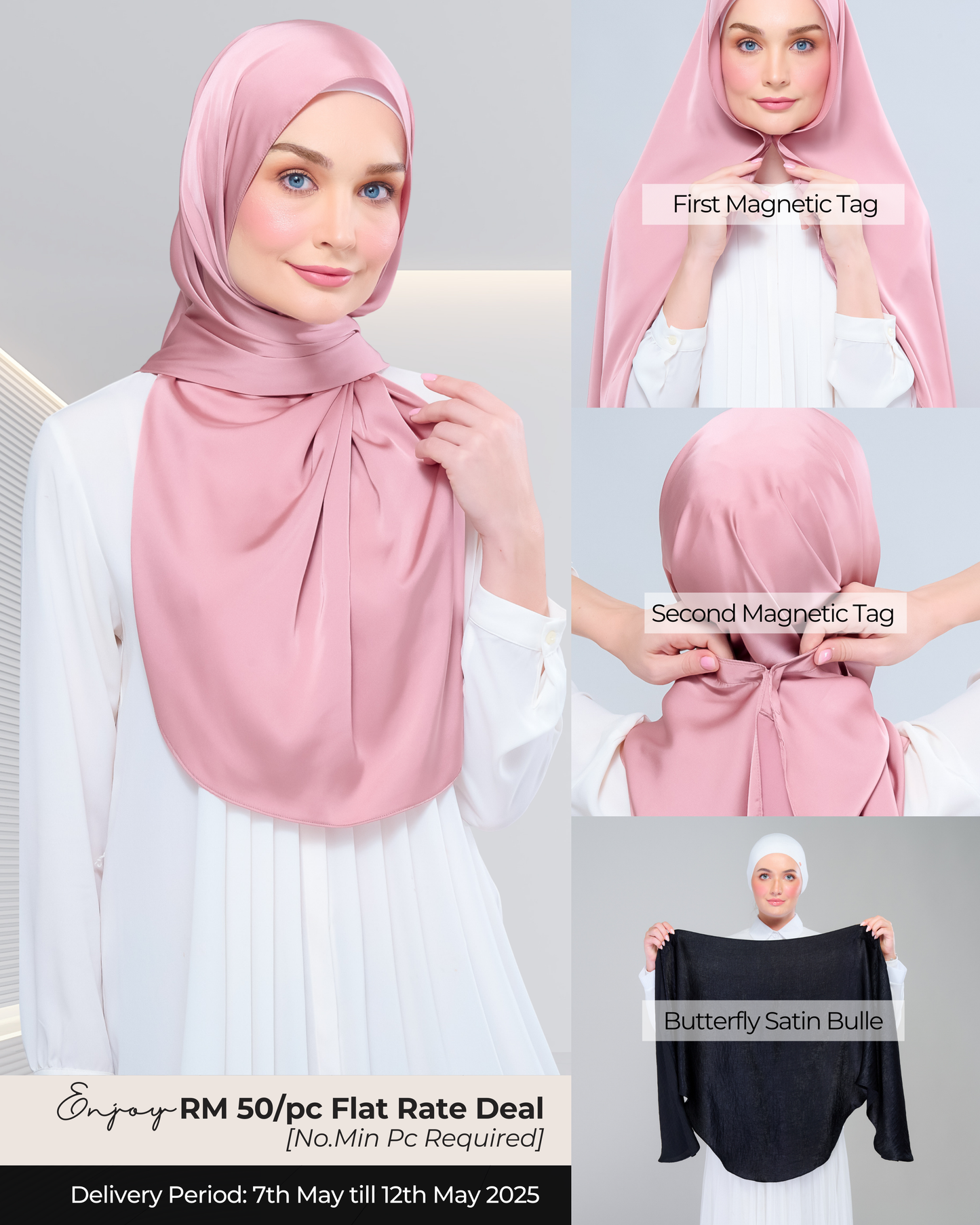 Instant Tag n' Go Butterfly | Satin Bulle in Dusty Pink