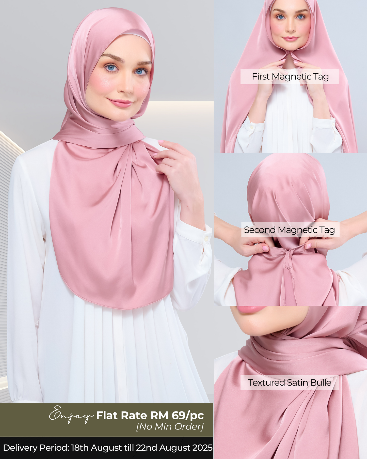 Instant Tag n' Go Shawl | Satin Bulle in Dusty Pink