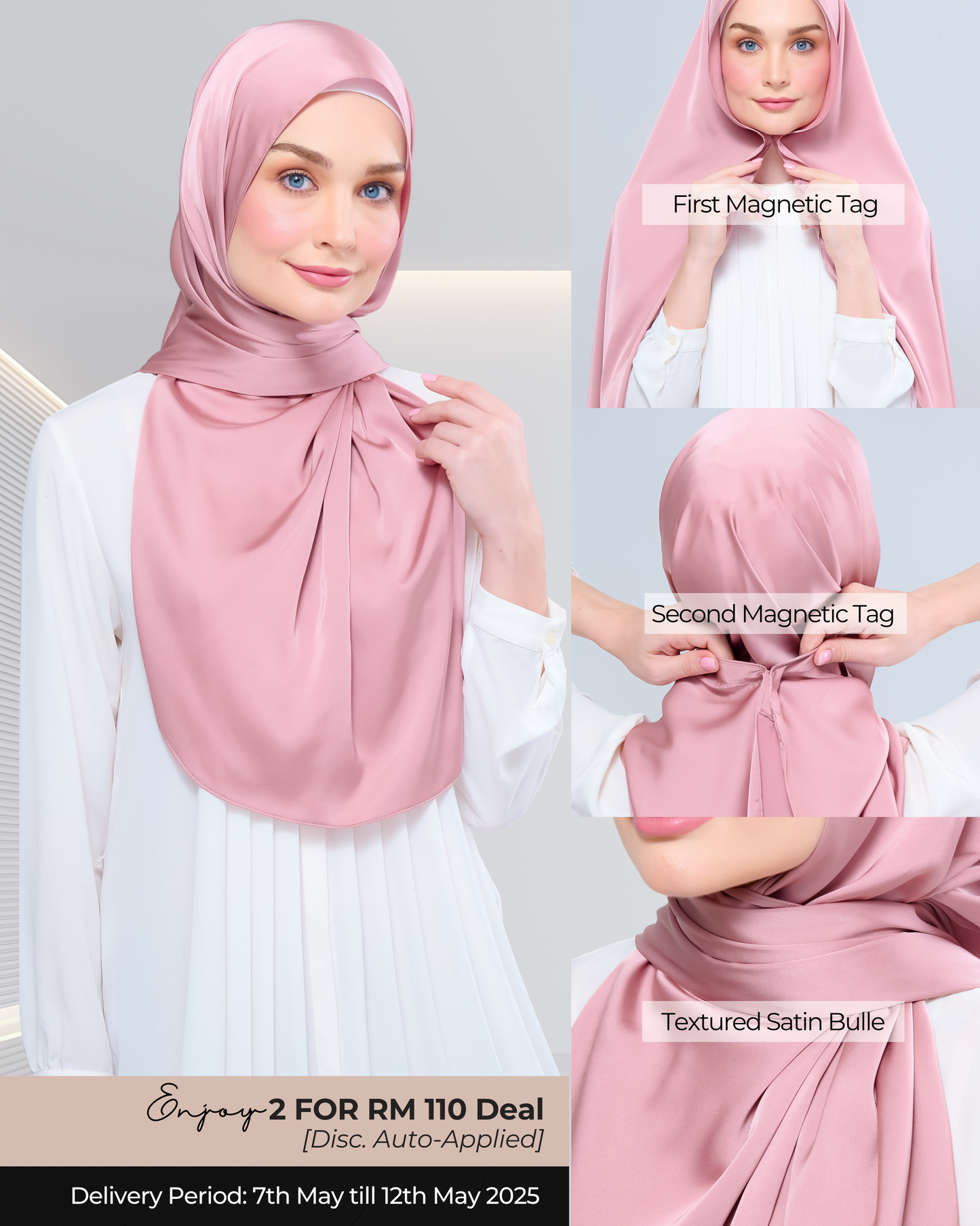 Instant Tag n' Go Shawl | Satin Bulle in Dusty Pink