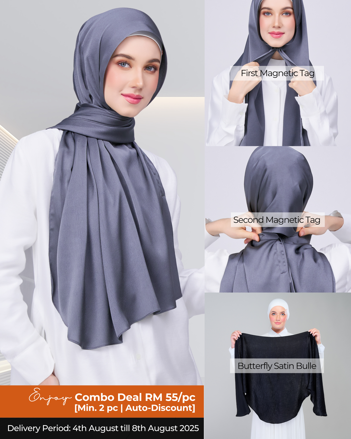Instant Tag n' Go Butterfly | Satin Bulle in Ebony Grey