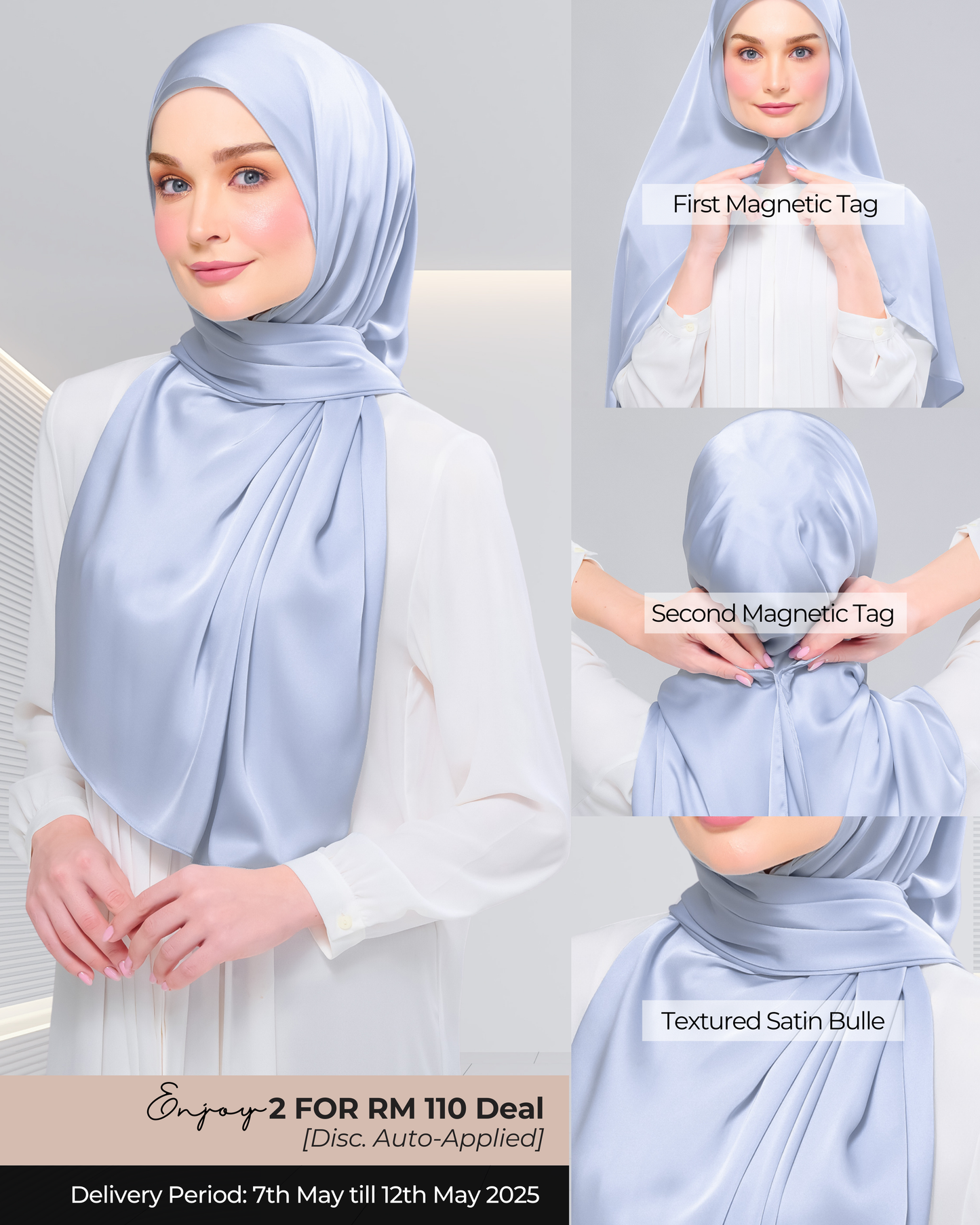 Instant Tag n' Go Shawl | Satin Bulle in Dreamy Sky