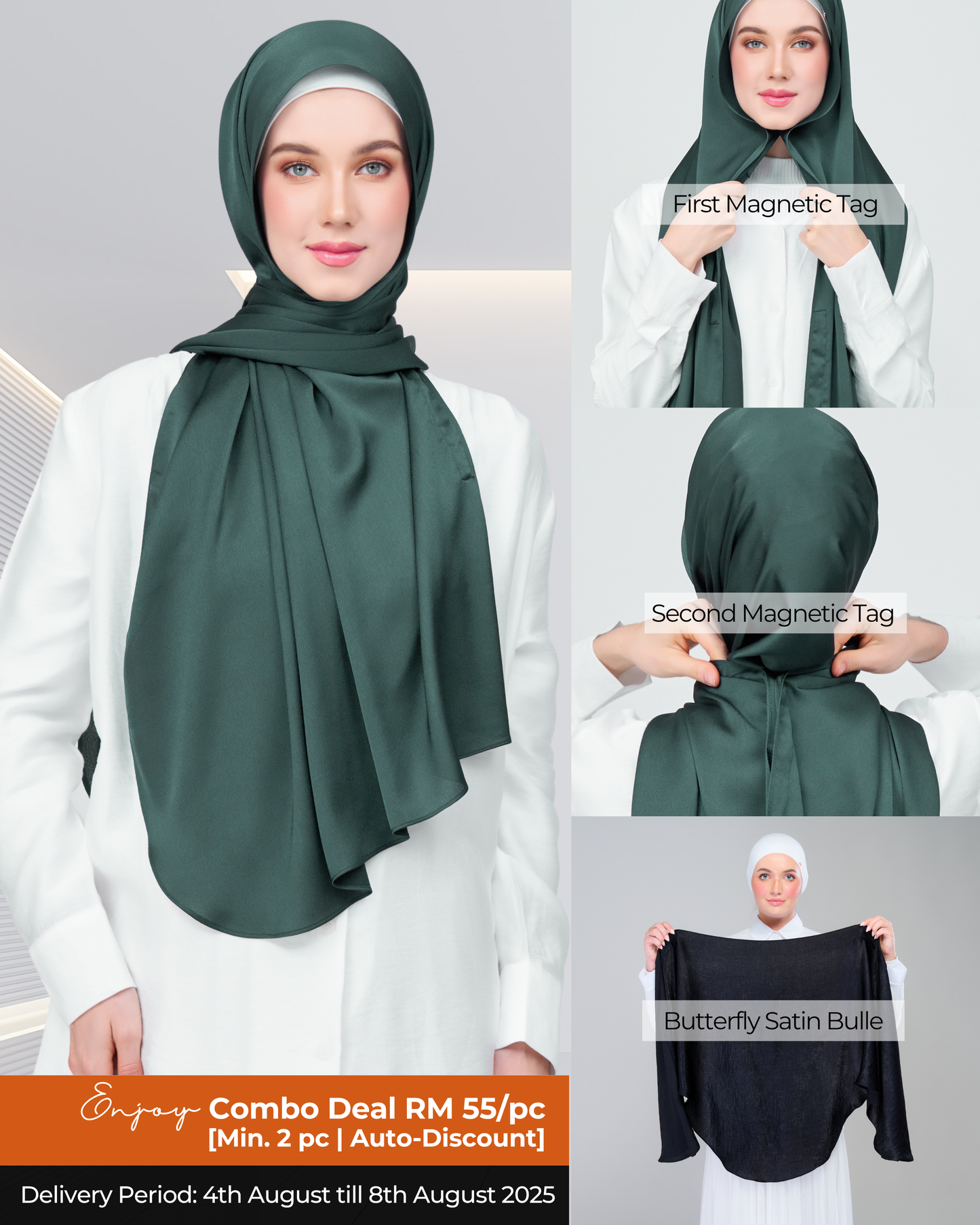Instant Tag n' Go Butterfly | Satin Bulle in Emerald Green